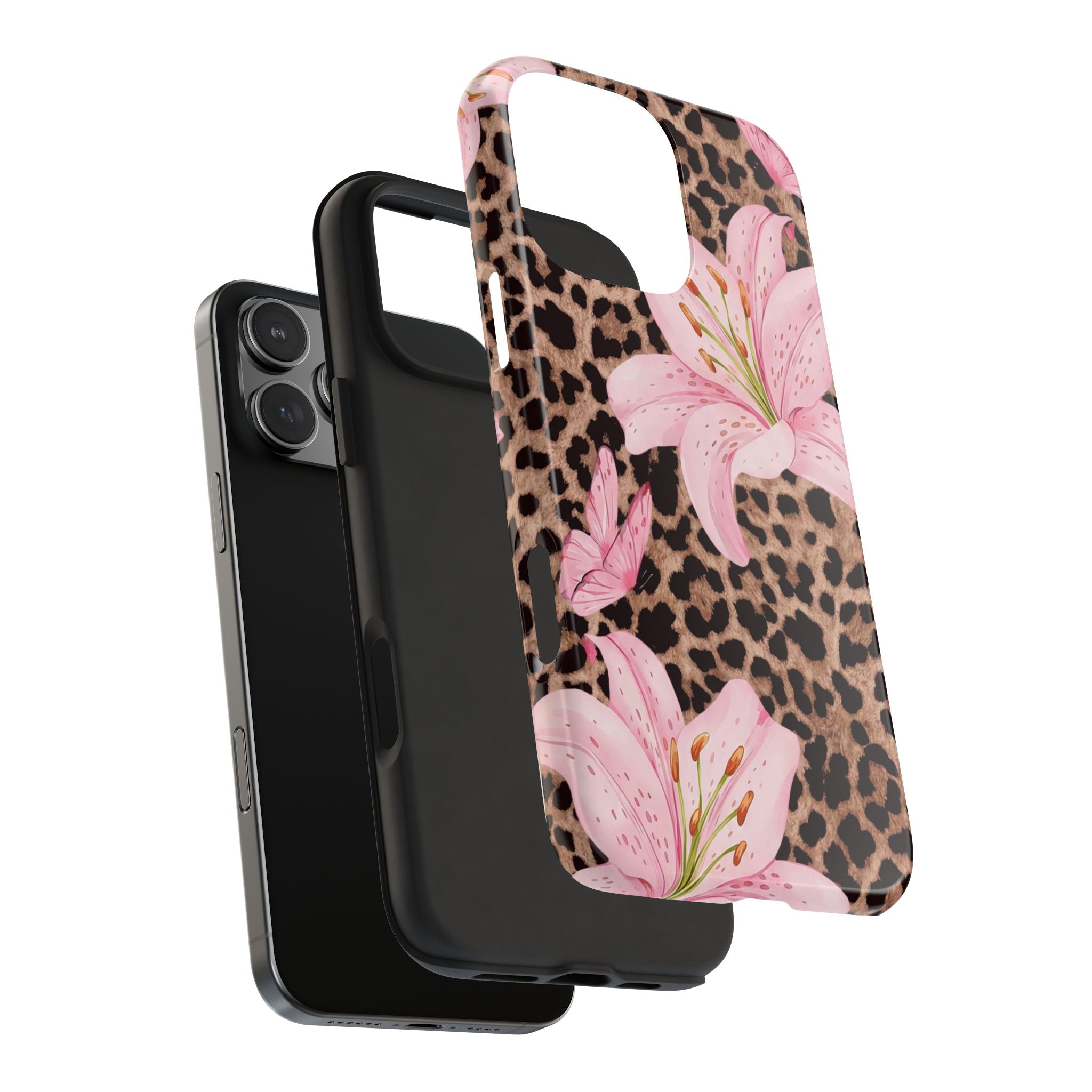 Blush Leopard Lily Magnetic Phone Case | MagSafe Compatible Shockproof Protective Cover