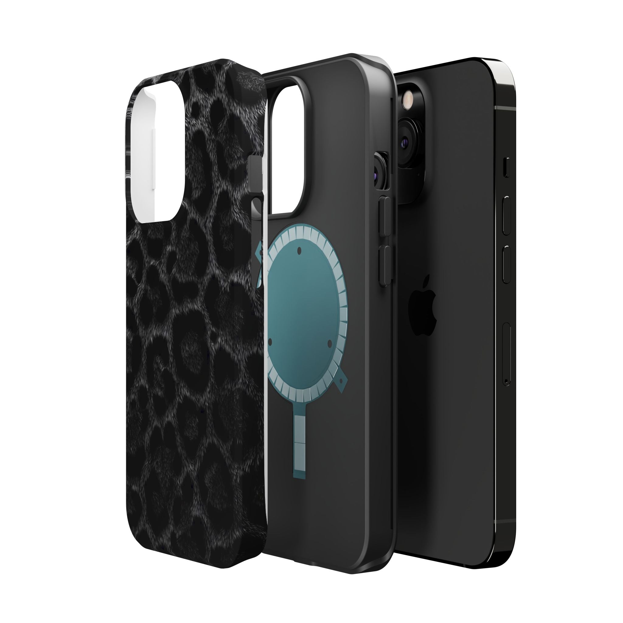 Black Leopard Print Magnetic Impact-Resistant Phone Case