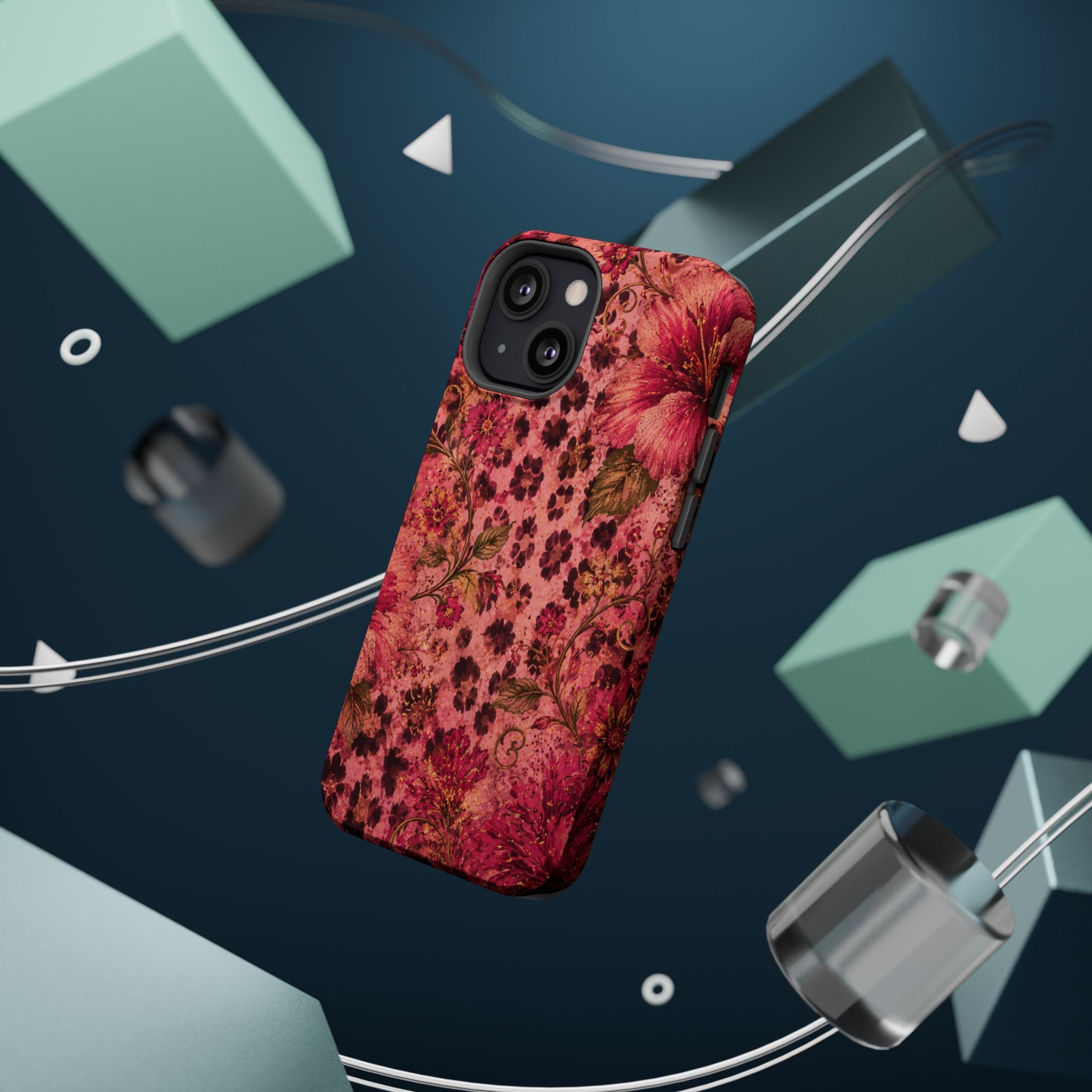 Floral Vintage Rose Magnetic Impact-Resistant Phone Case