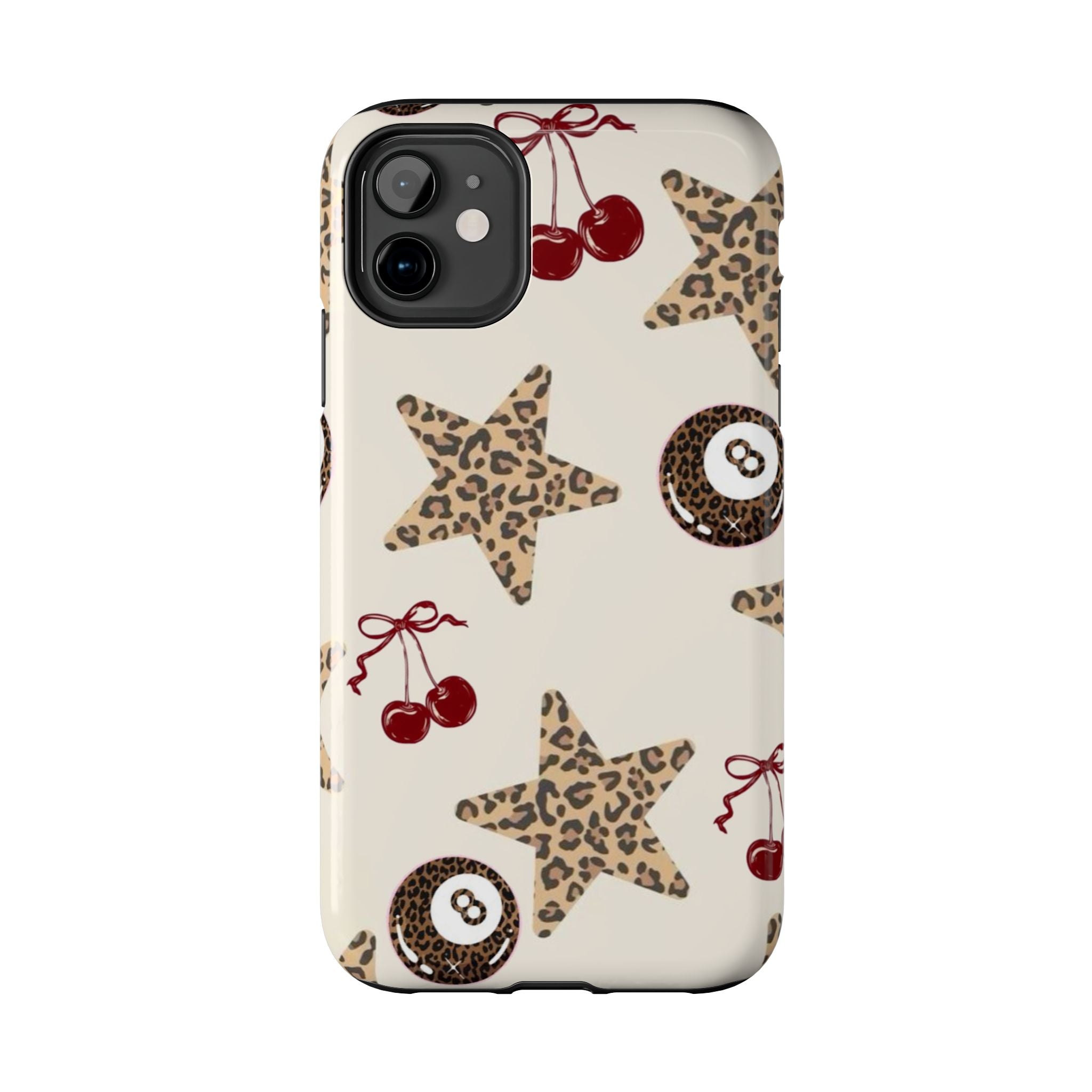 Leopard Star & Cherry Tough Phone Case — Retro Pool 8-Ball Pattern