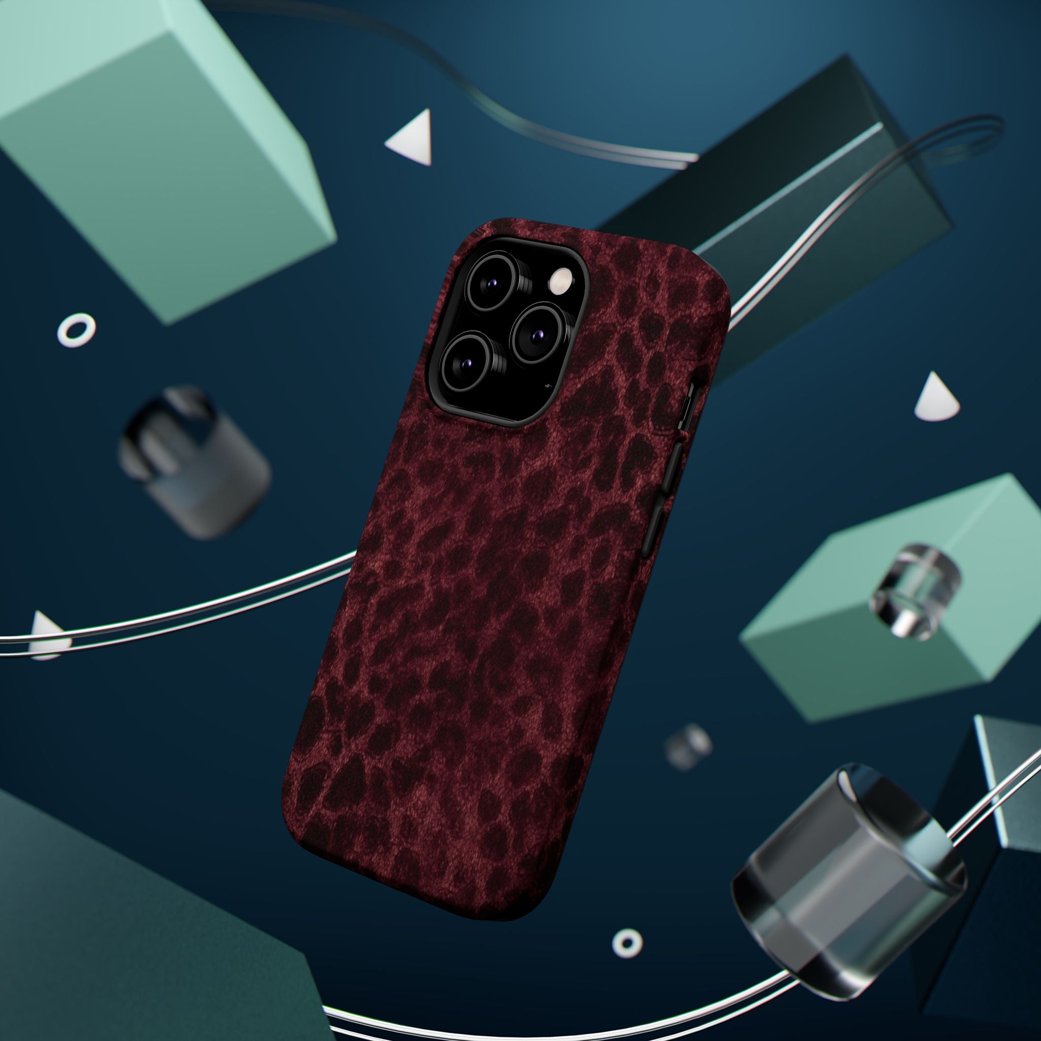 Burgundy Leopard Magnetic Phone Case | MagSafe Compatible Shockproof Protective Cover