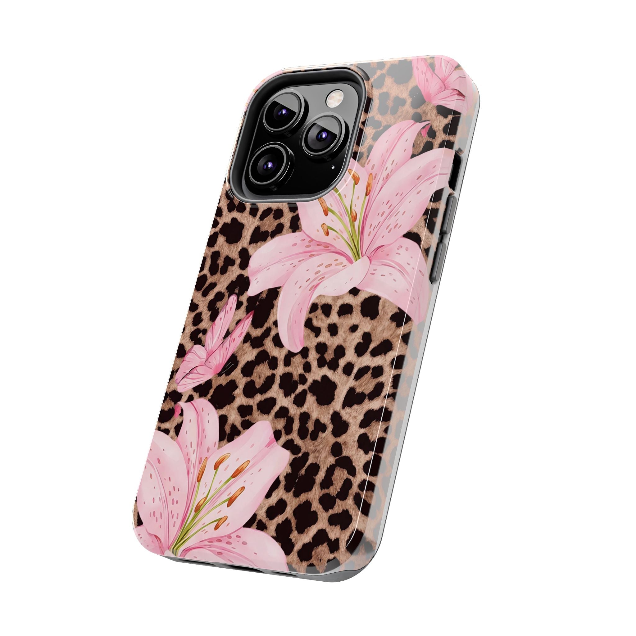 Blush Leopard Lily Magnetic Phone Case | MagSafe Compatible Shockproof Protective Cover