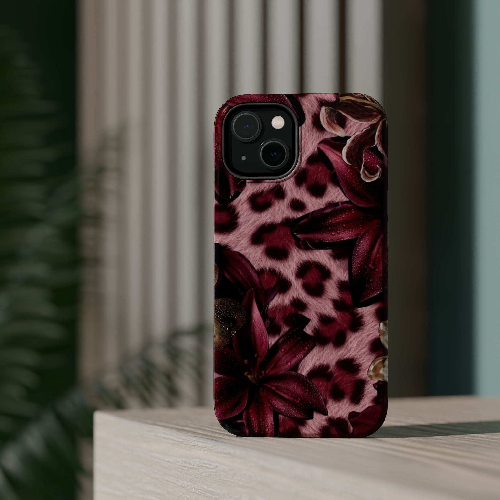 Midnight Bloom Leopard Magnetic Phone Case | MagSafe Compatible Shockproof Protective Cover
