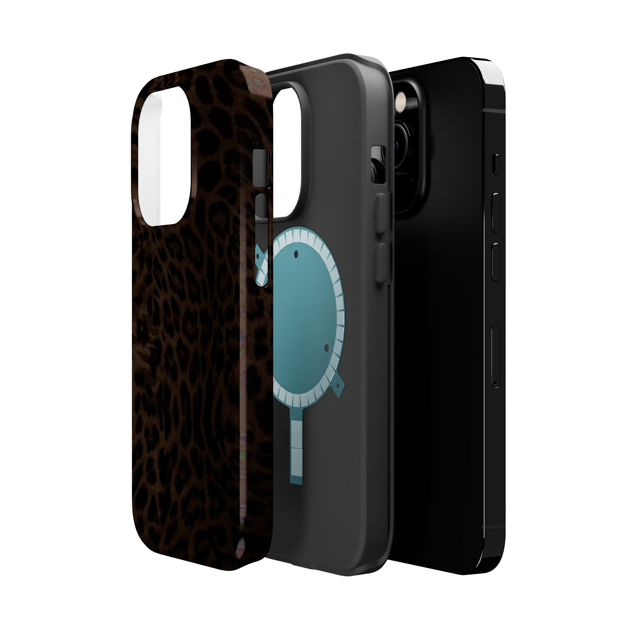Brown Leopard Print MagSafe Phone Case | Shockproof Magnetic Protective Cover for iPhone
