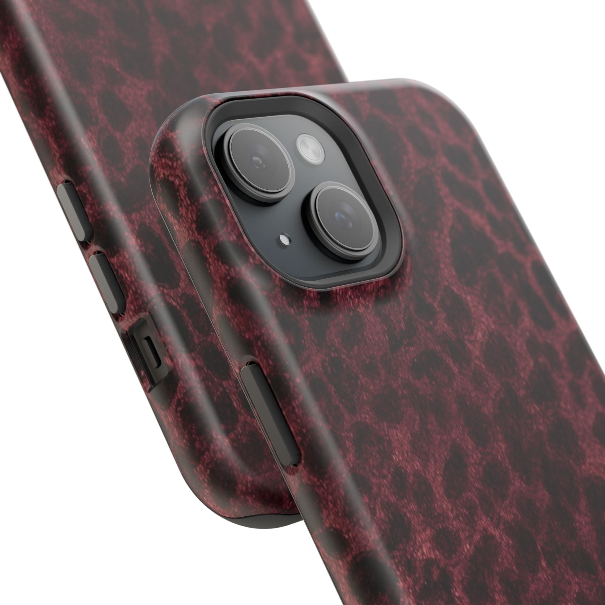 Burgundy Leopard Magnetic Phone Case | MagSafe Compatible Shockproof Protective Cover