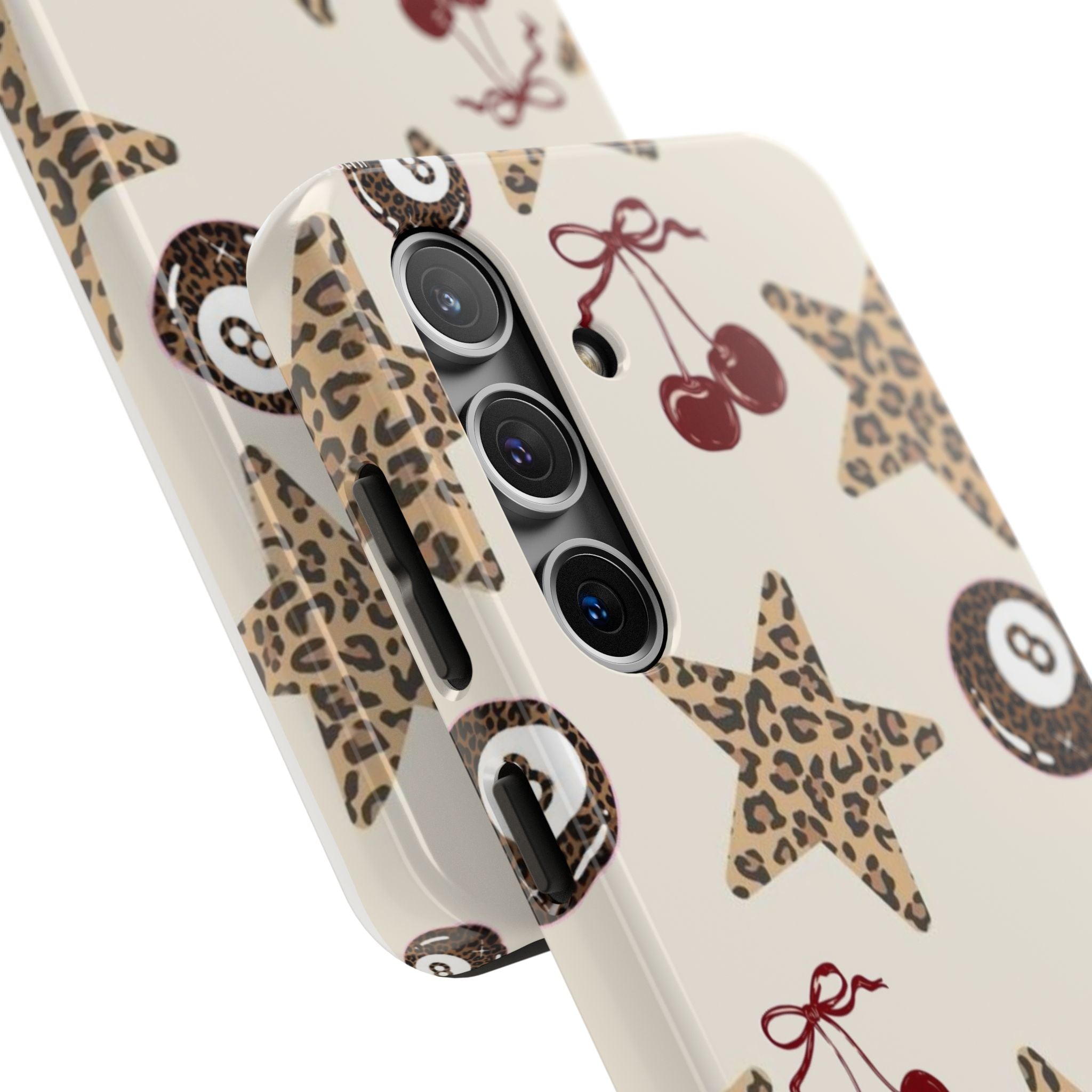 Leopard Star & Cherry Tough Phone Case — Retro Pool 8-Ball Pattern