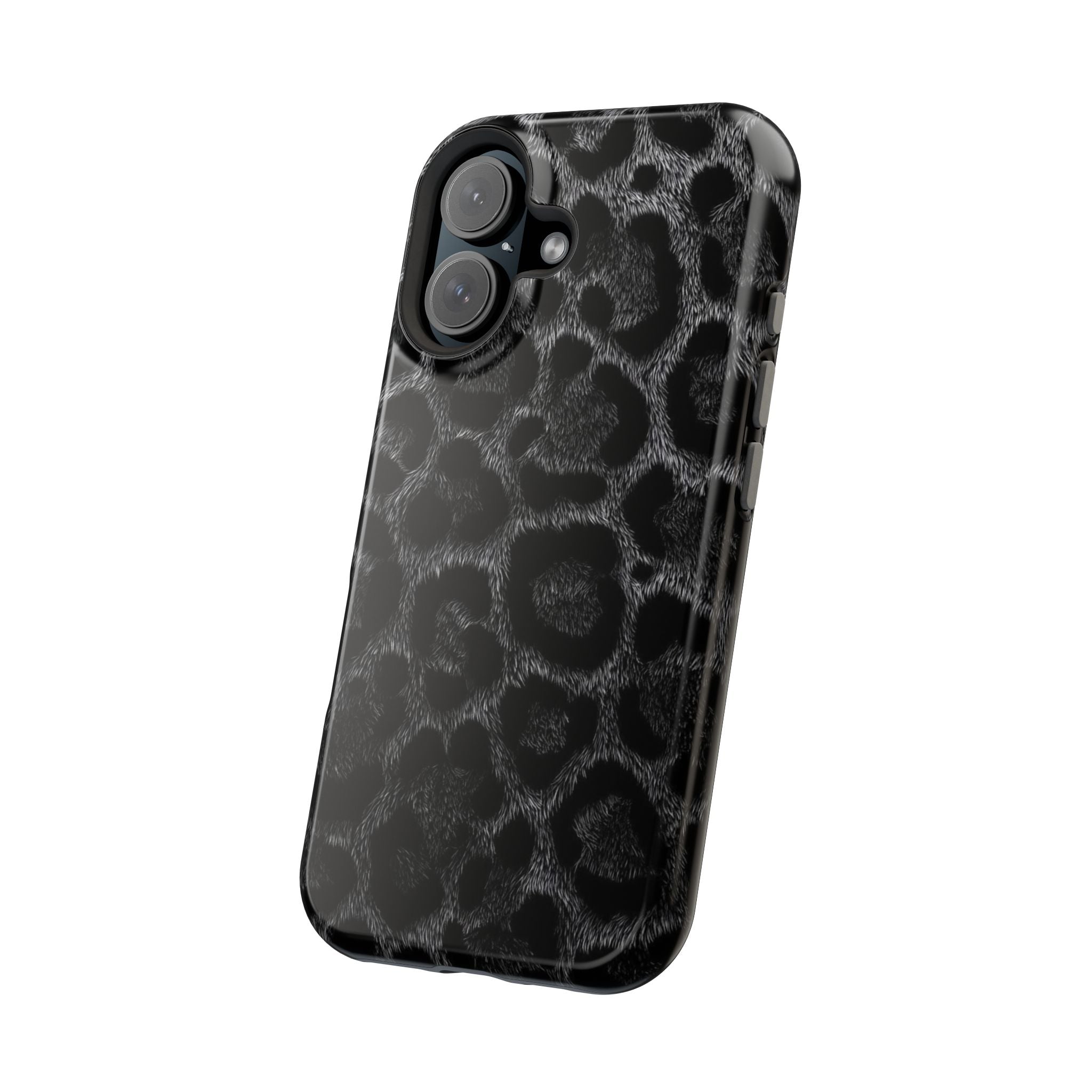 Black Leopard Print Magnetic Impact-Resistant Phone Case
