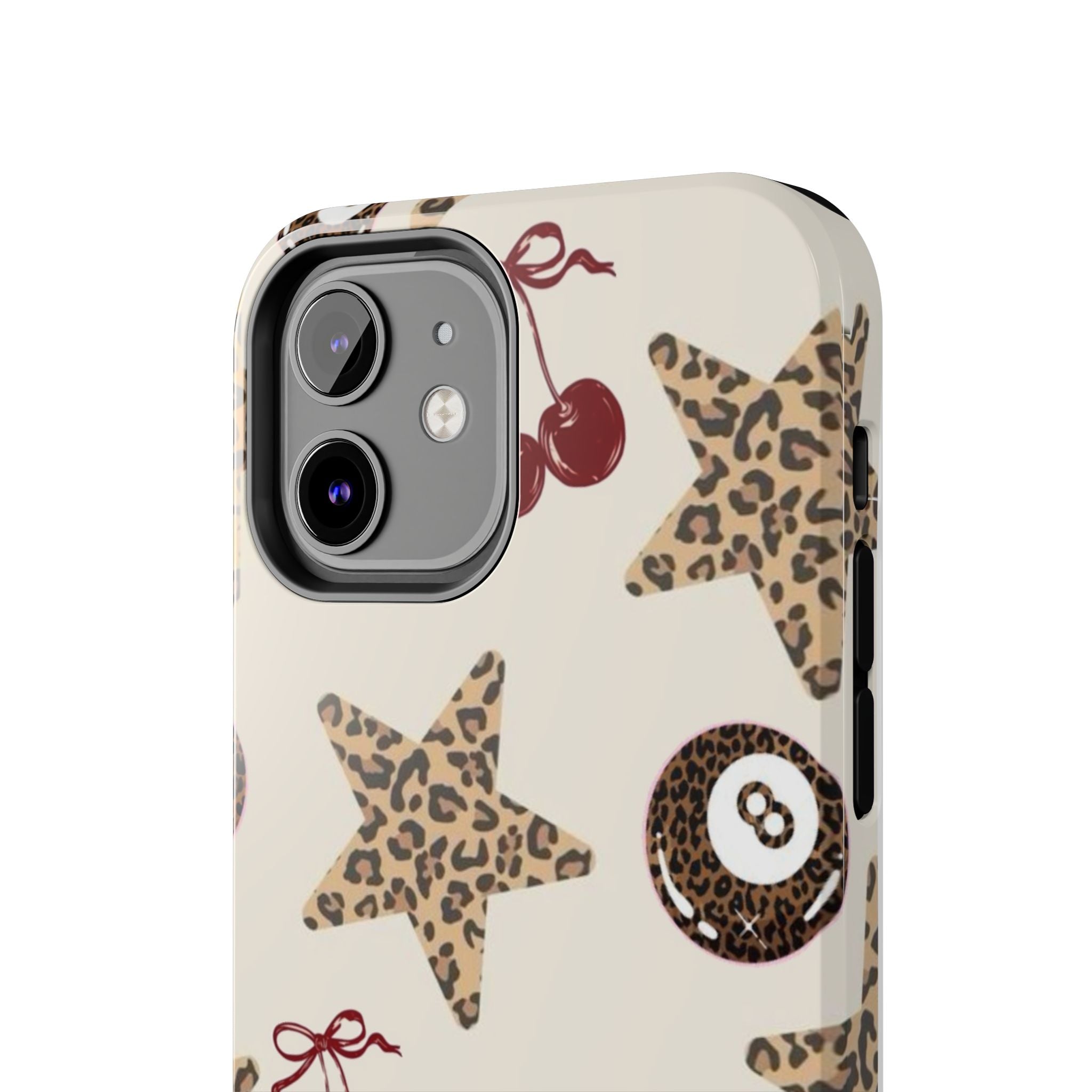 Leopard Star & Cherry Tough Phone Case — Retro Pool 8-Ball Pattern