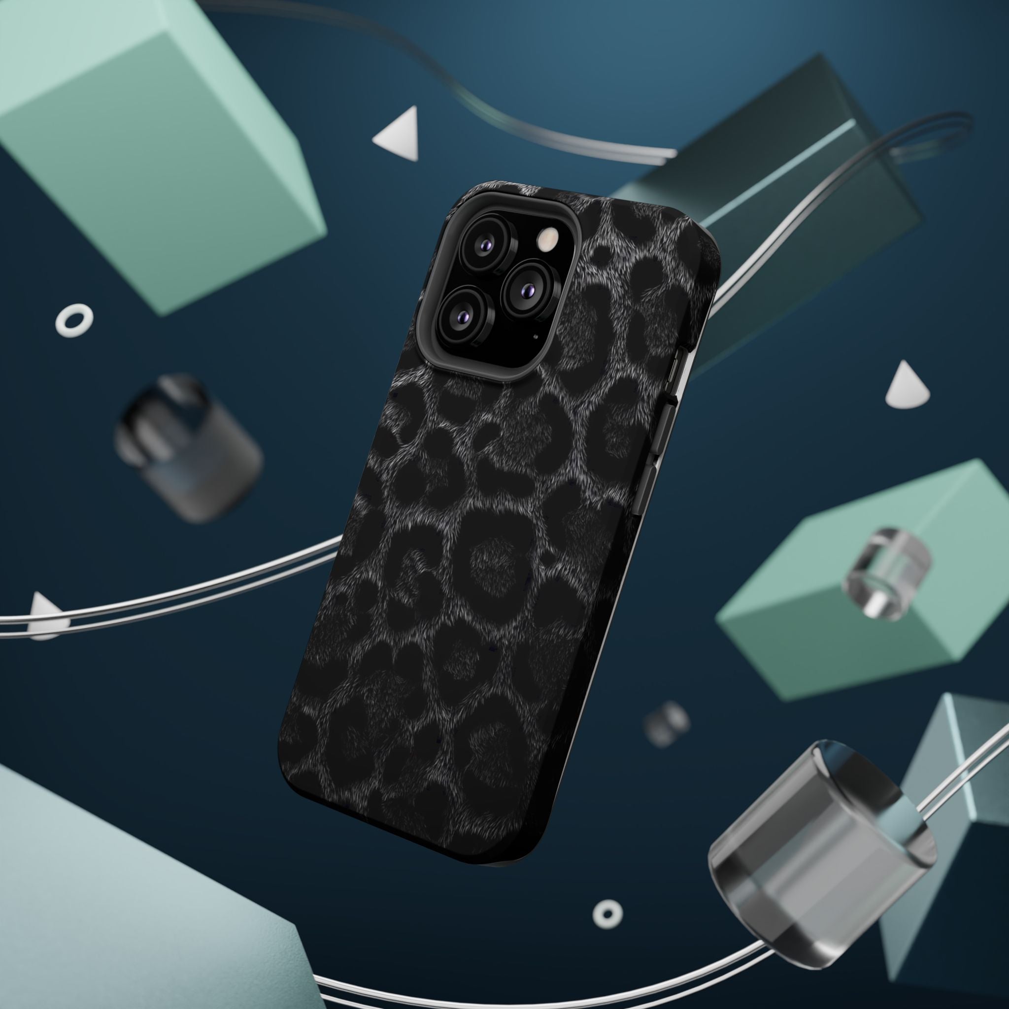 Black Leopard Print Magnetic Impact-Resistant Phone Case