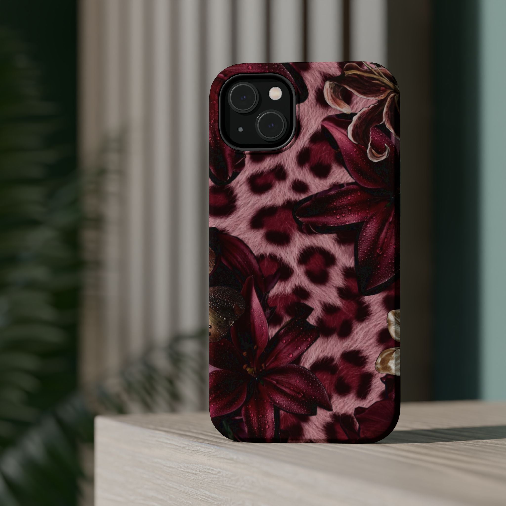 Midnight Bloom Leopard Magnetic Phone Case | MagSafe Compatible Shockproof Protective Cover