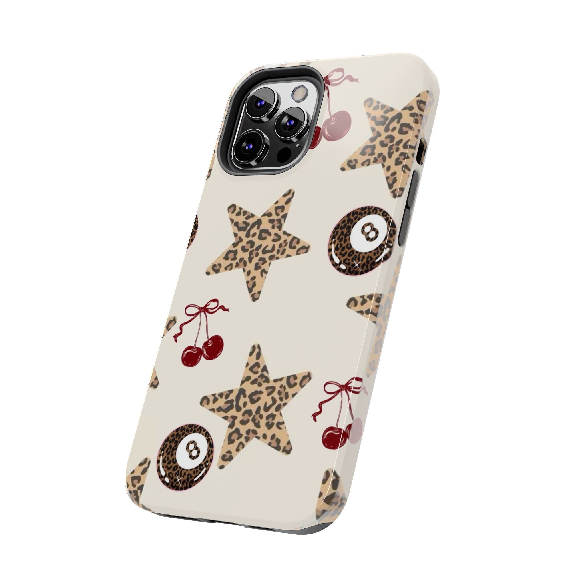 Leopard Star & Cherry Tough Phone Case — Retro Pool 8-Ball Pattern