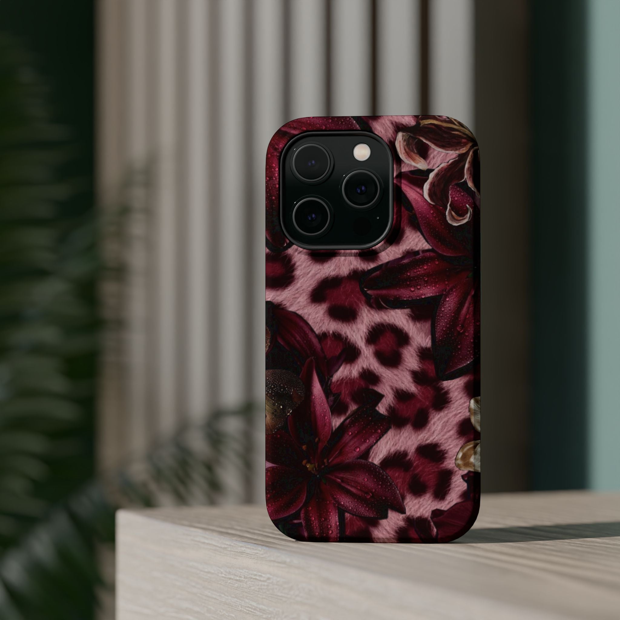 Midnight Bloom Leopard Magnetic Phone Case | MagSafe Compatible Shockproof Protective Cover