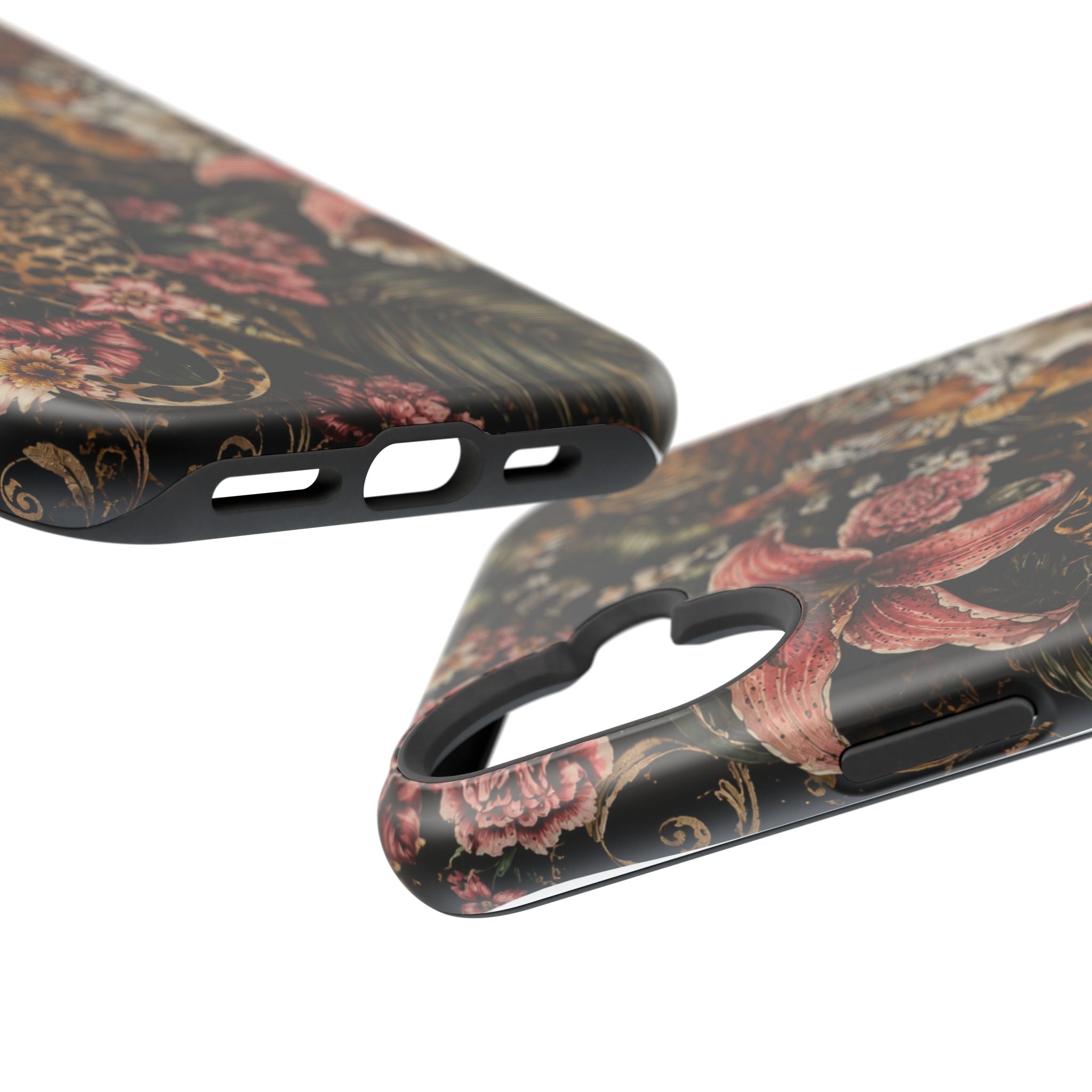 Magnetic Impact-Resistant Phone Case — Tropical Jungle Leopard & Tiger Floral Design