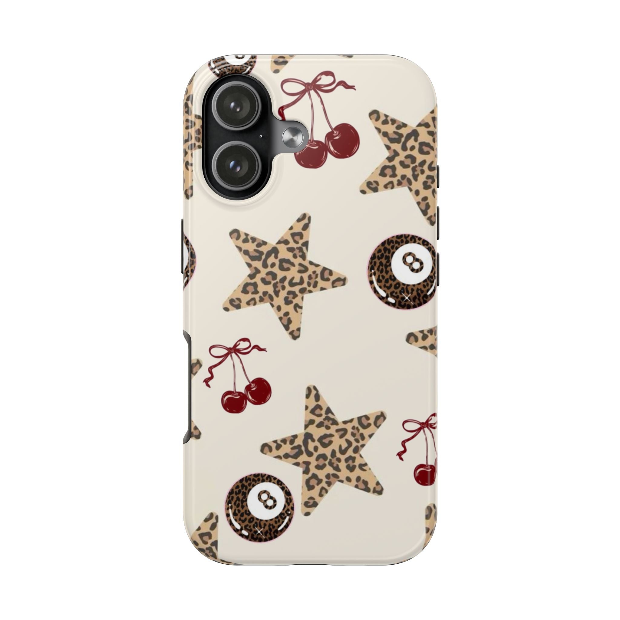 Leopard Star & Cherry Tough Phone Case — Retro Pool 8-Ball Pattern