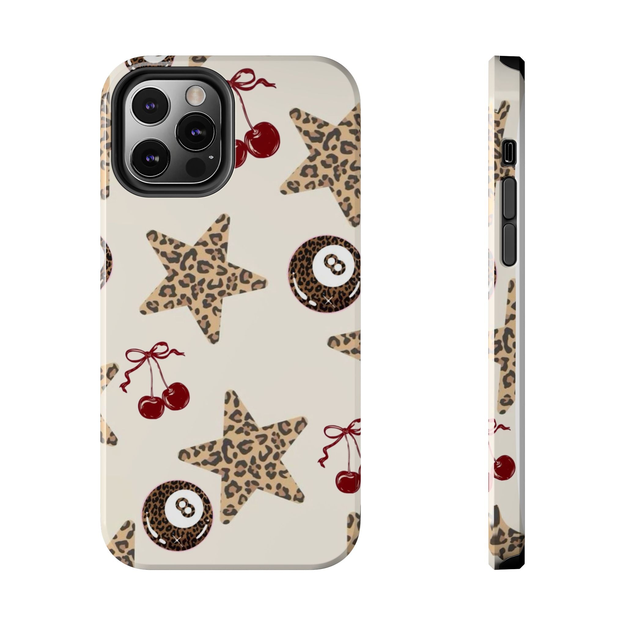 Leopard Star & Cherry Tough Phone Case — Retro Pool 8-Ball Pattern