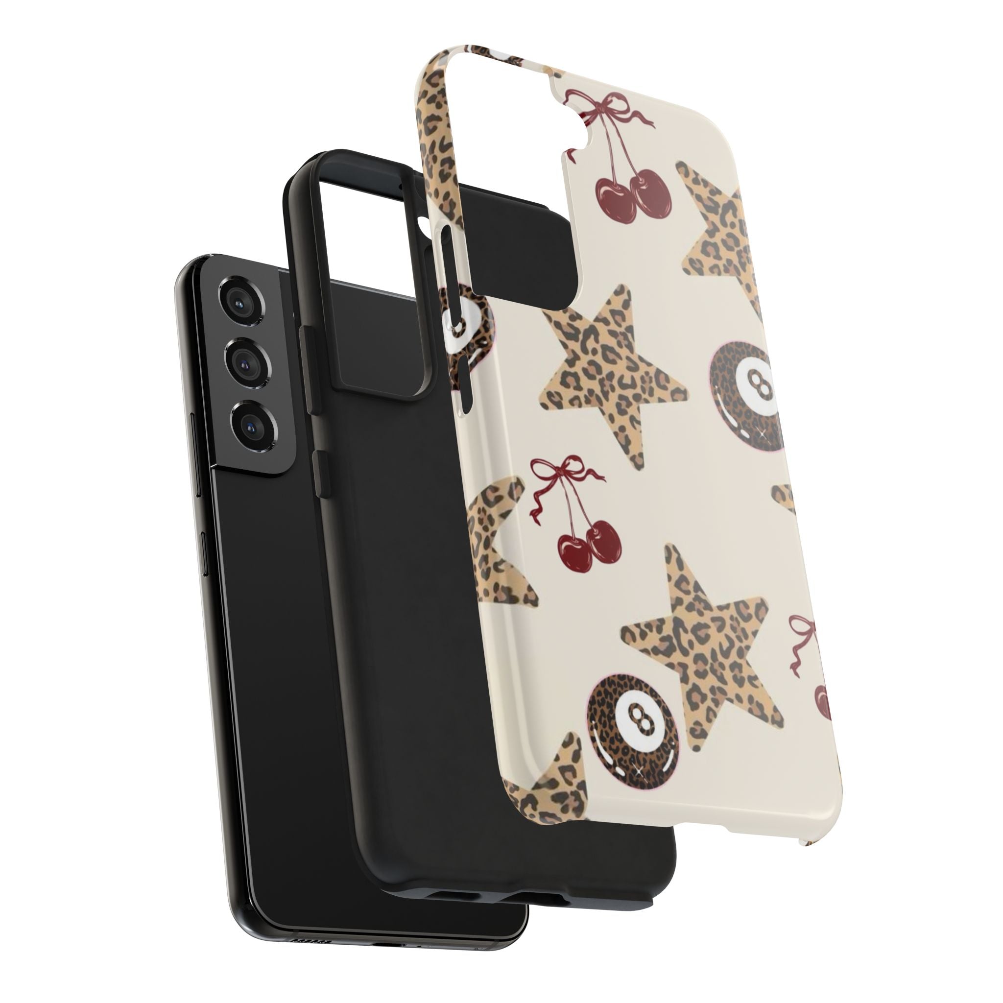 Leopard Star & Cherry Tough Phone Case — Retro Pool 8-Ball Pattern