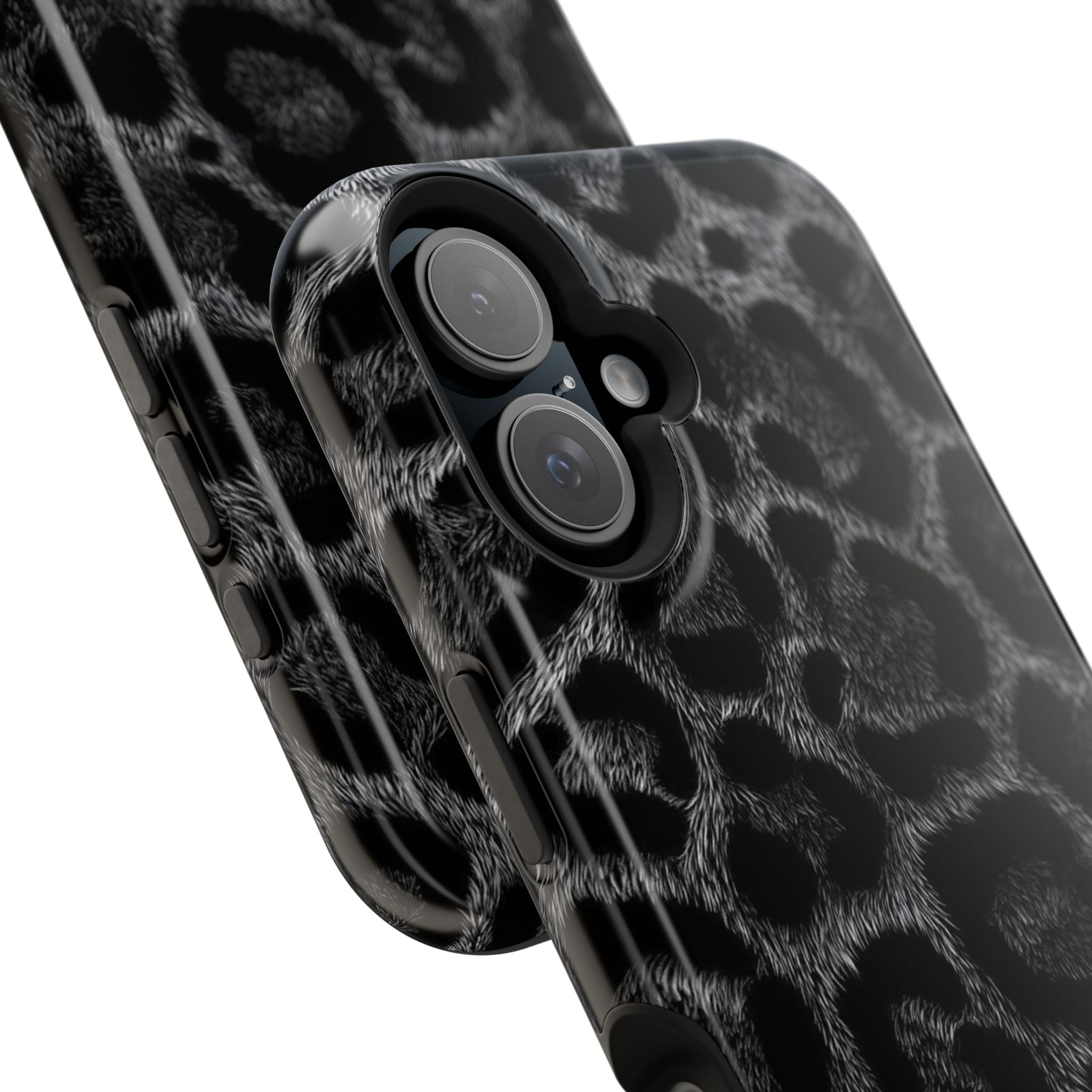 Black Leopard Print Magnetic Impact-Resistant Phone Case