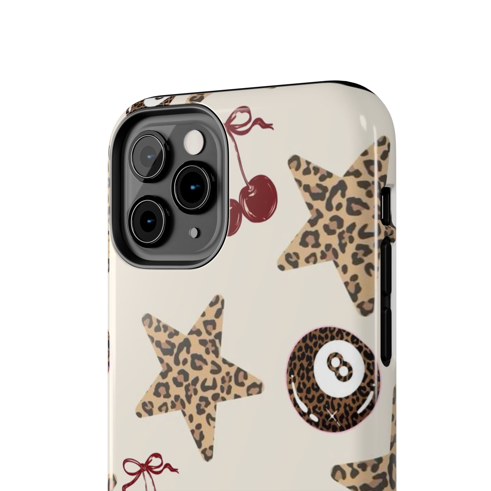 Leopard Star & Cherry Tough Phone Case — Retro Pool 8-Ball Pattern