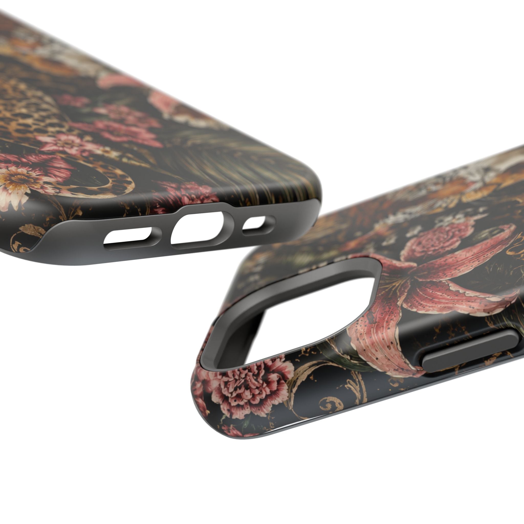 Magnetic Impact-Resistant Phone Case — Tropical Jungle Leopard & Tiger Floral Design
