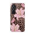 Blush Leopard Lily Magnetic Phone Case | MagSafe Compatible Shockproof Protective Cover