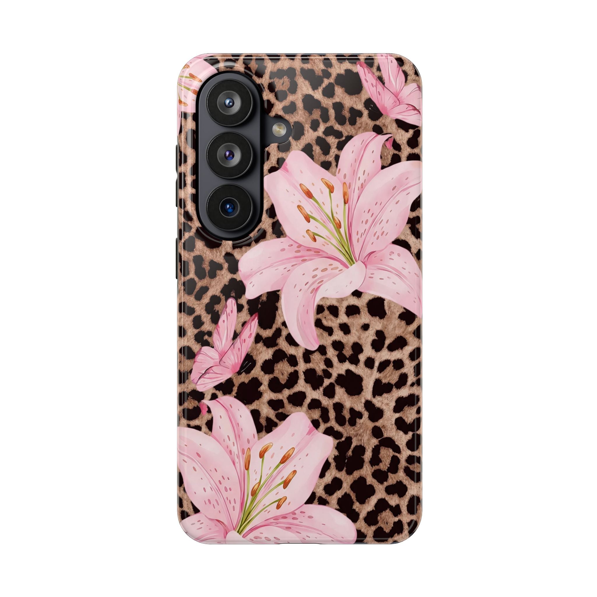 Blush Leopard Lily Magnetic Phone Case | MagSafe Compatible Shockproof Protective Cover