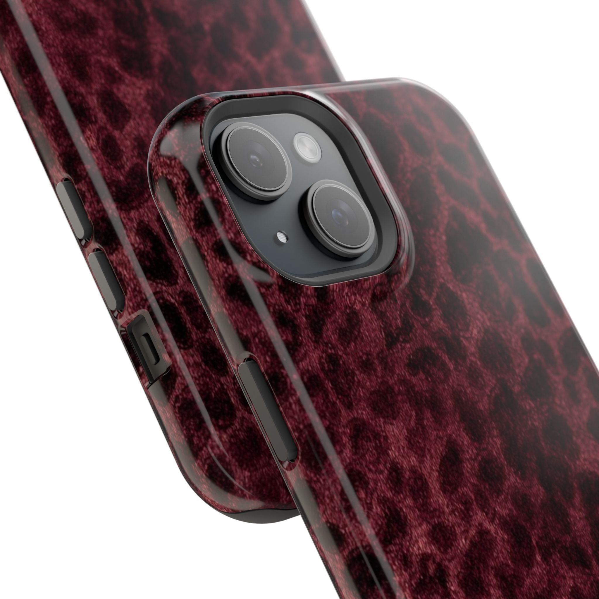Burgundy Leopard Magnetic Phone Case | MagSafe Compatible Shockproof Protective Cover