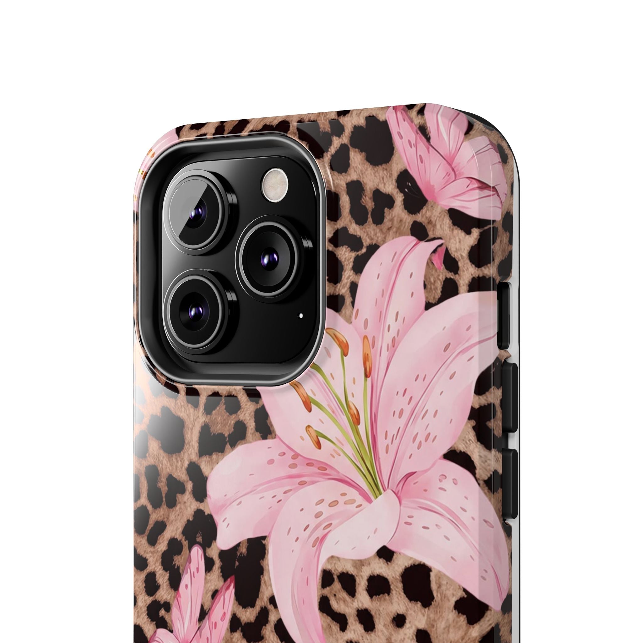 Blush Leopard Lily Magnetic Phone Case | MagSafe Compatible Shockproof Protective Cover
