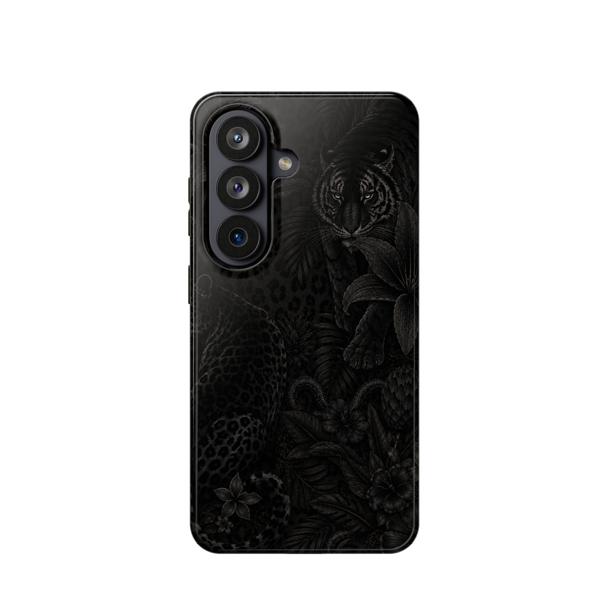 Black Floral Leopard Magnetic Impact-Resistant Phone Case | MagSafe Compatible Shockproof Cover