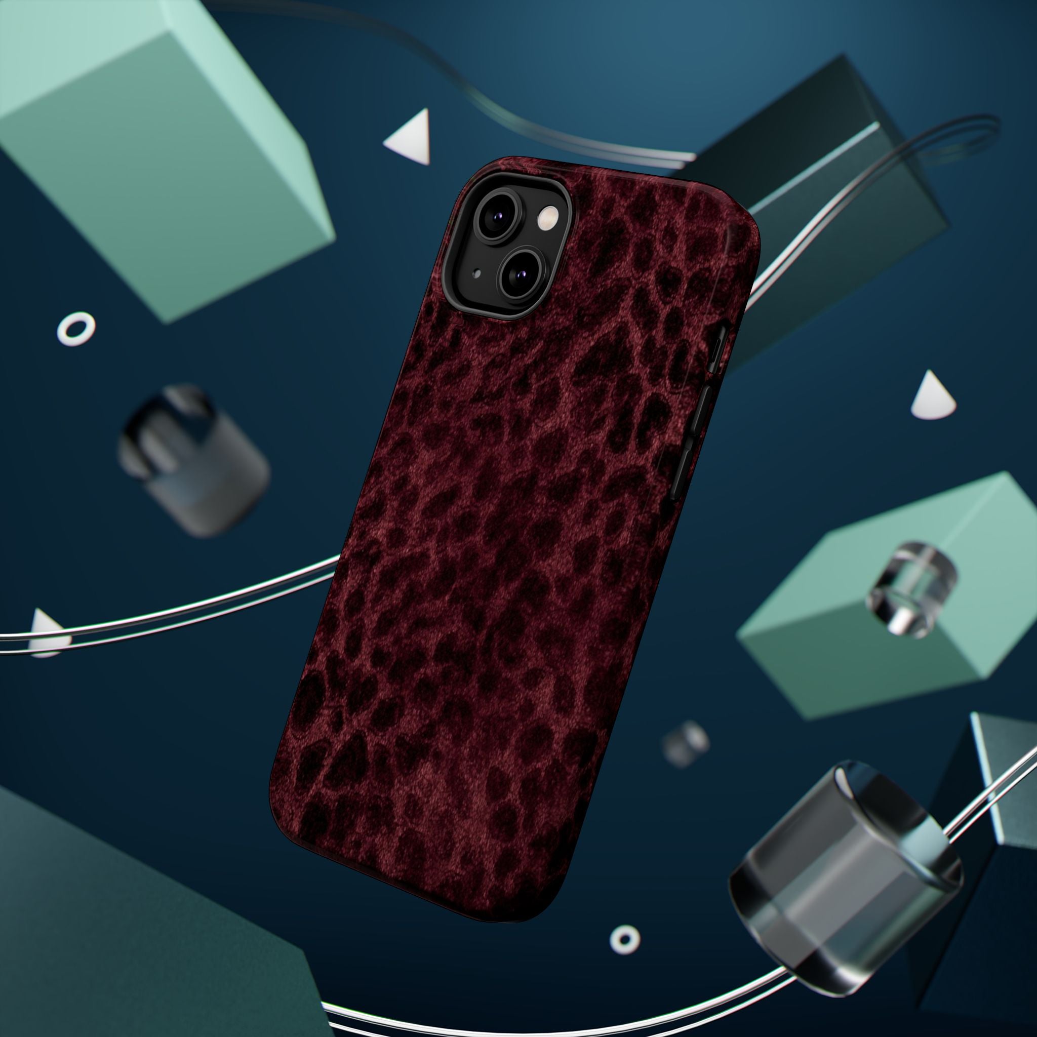 Burgundy Leopard Magnetic Phone Case | MagSafe Compatible Shockproof Protective Cover