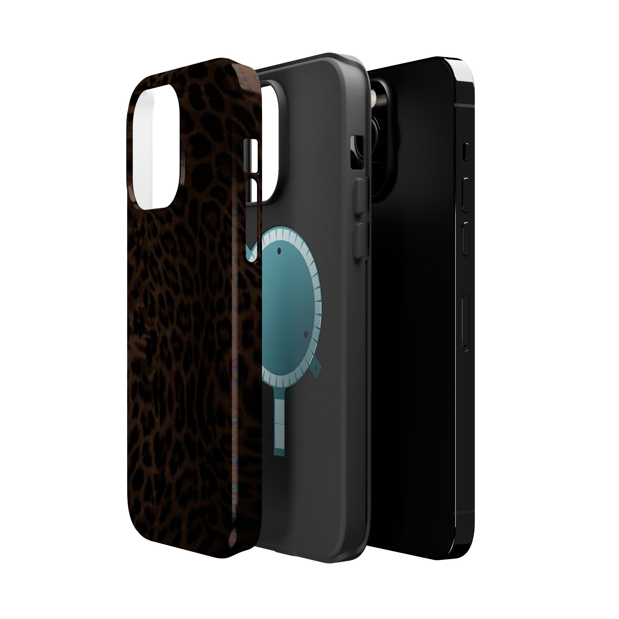 Brown Leopard Print MagSafe Phone Case | Shockproof Magnetic Protective Cover for iPhone