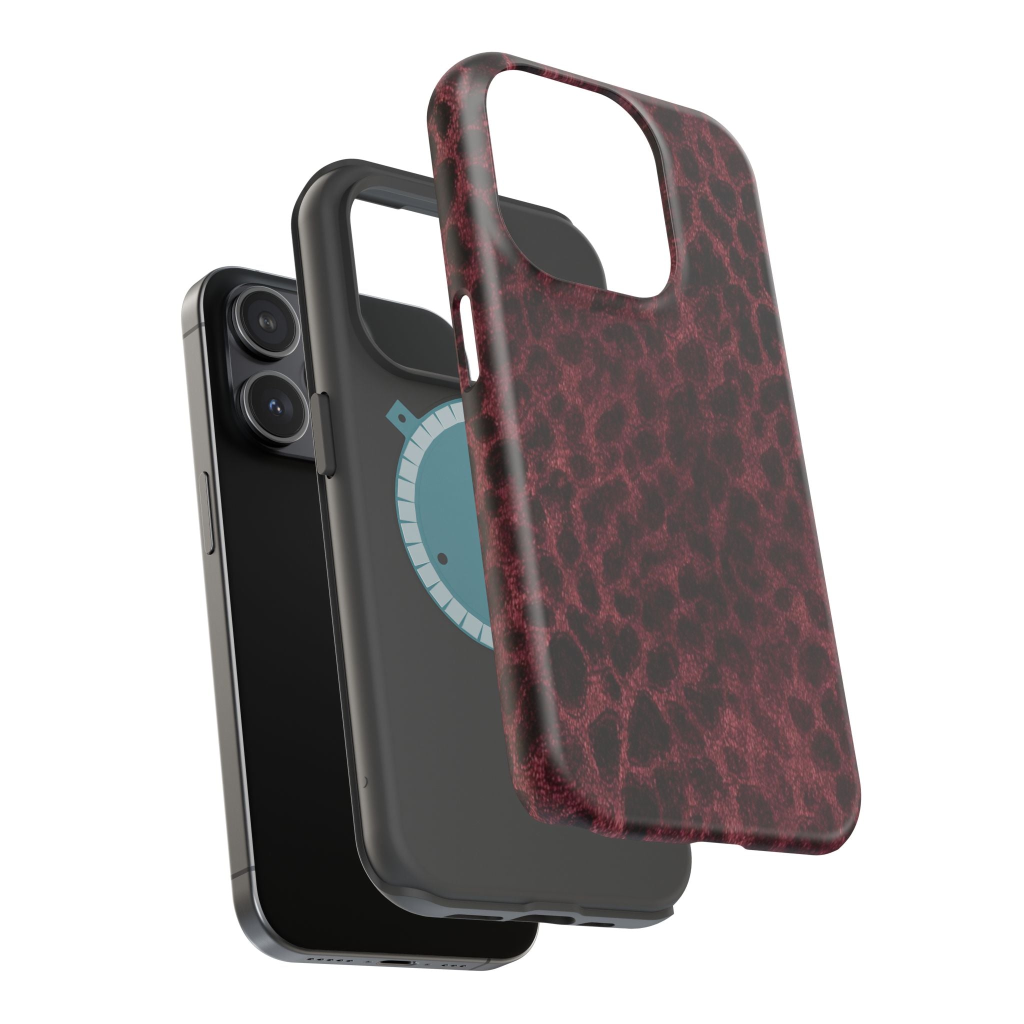 Burgundy Leopard Magnetic Phone Case | MagSafe Compatible Shockproof Protective Cover