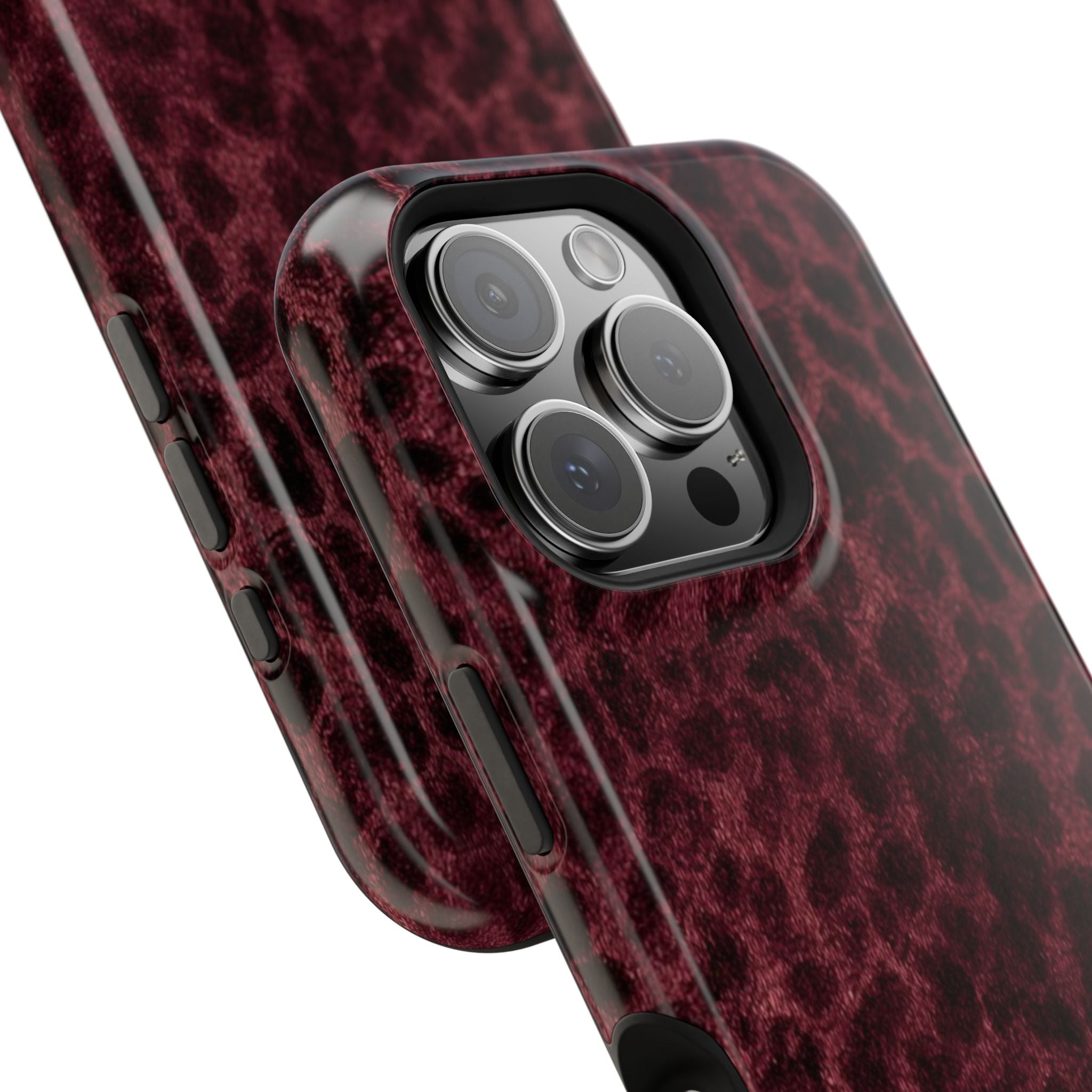 Burgundy Leopard Magnetic Phone Case | MagSafe Compatible Shockproof Protective Cover