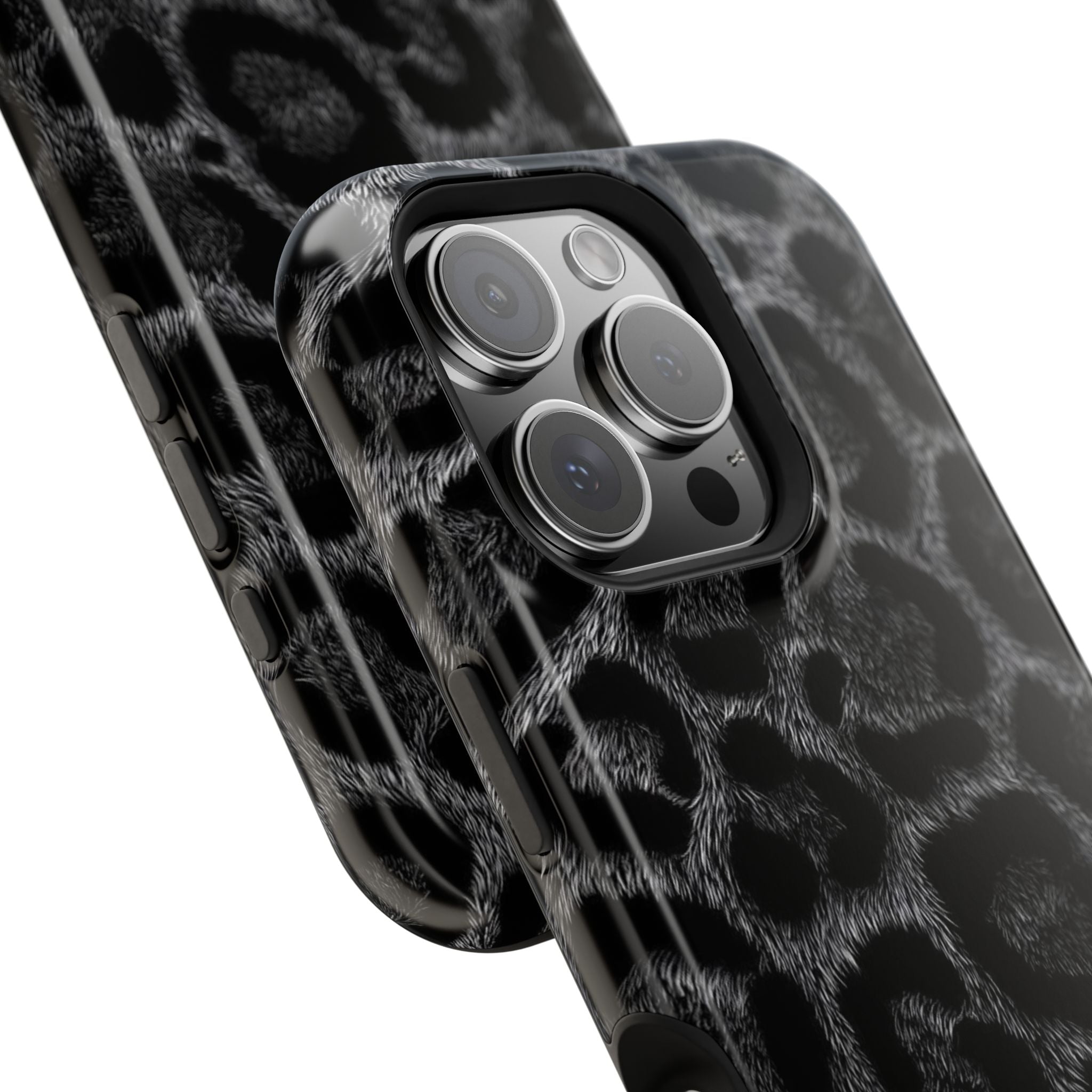 Black Leopard Print Magnetic Impact-Resistant Phone Case
