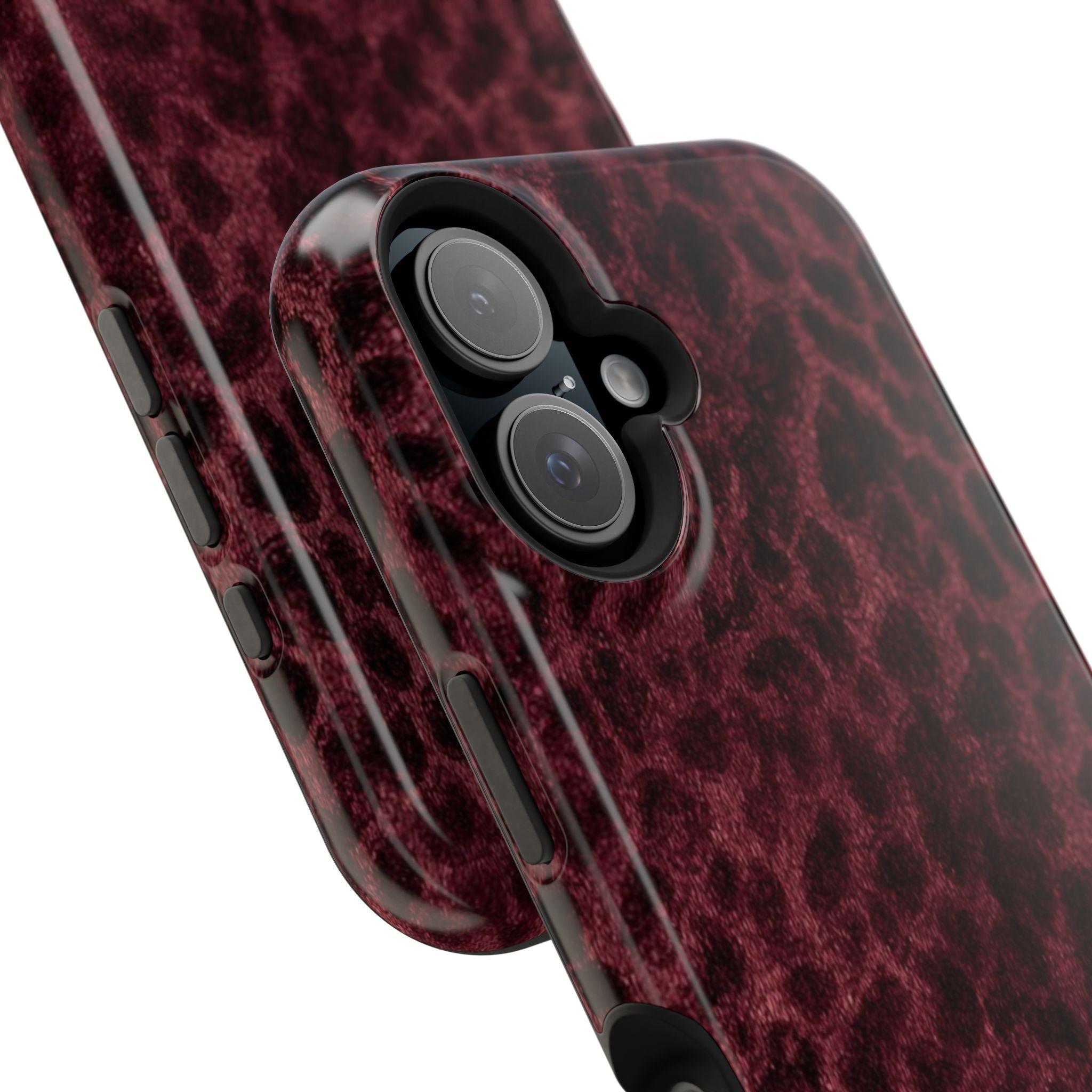 Burgundy Leopard Magnetic Phone Case | MagSafe Compatible Shockproof Protective Cover