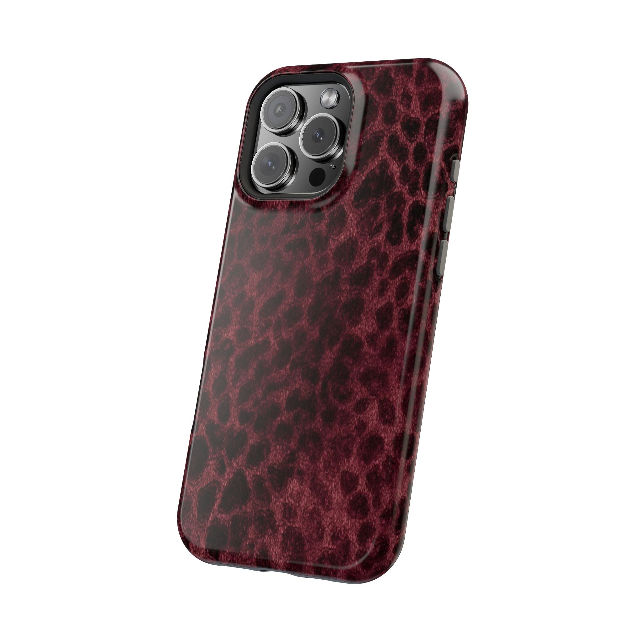 Burgundy Leopard Magnetic Phone Case | MagSafe Compatible Shockproof Protective Cover