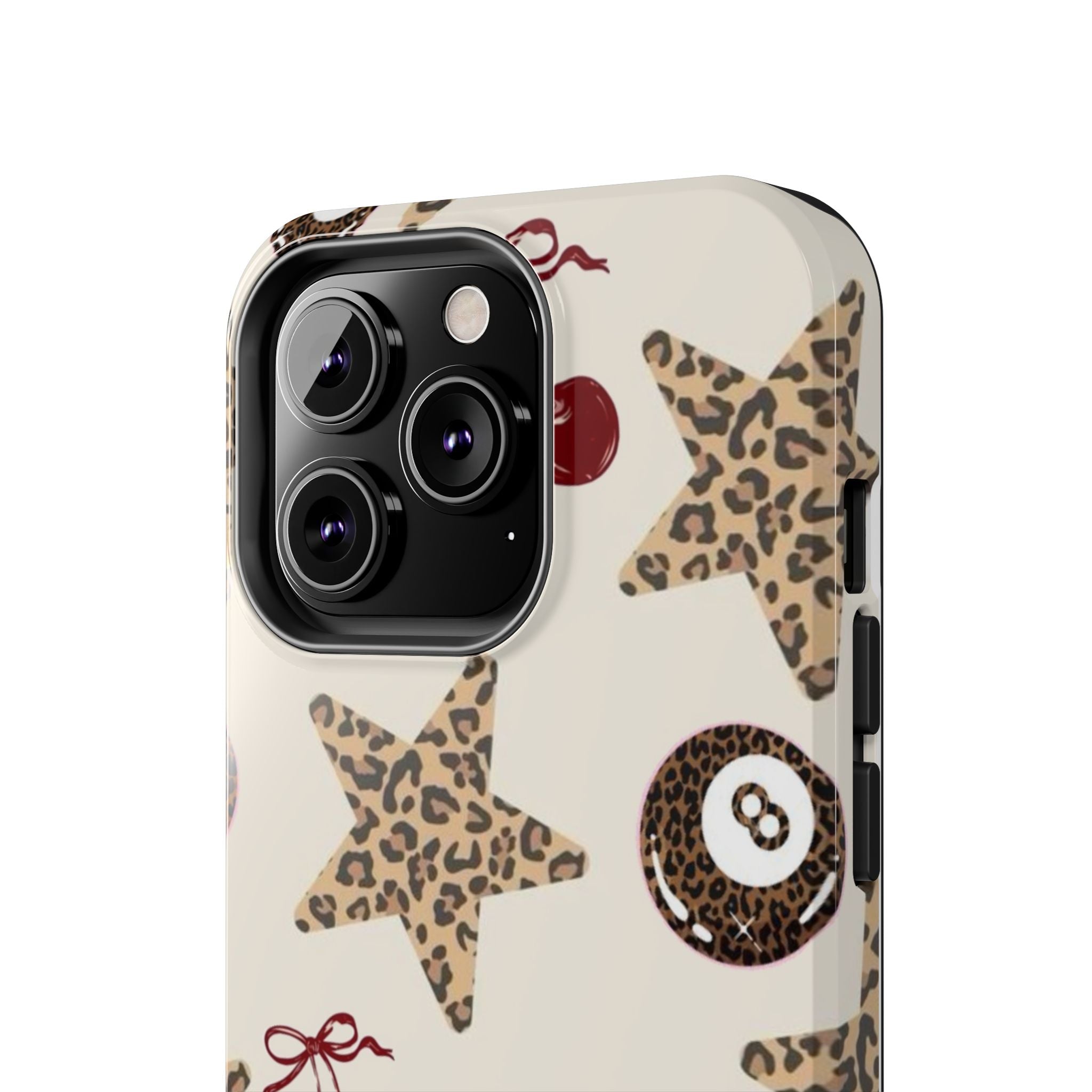 Leopard Star & Cherry Tough Phone Case — Retro Pool 8-Ball Pattern