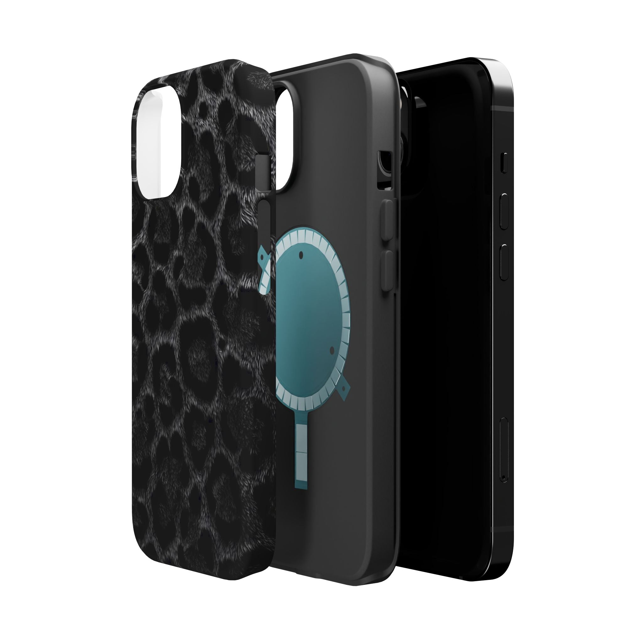 Black Leopard Print Magnetic Impact-Resistant Phone Case