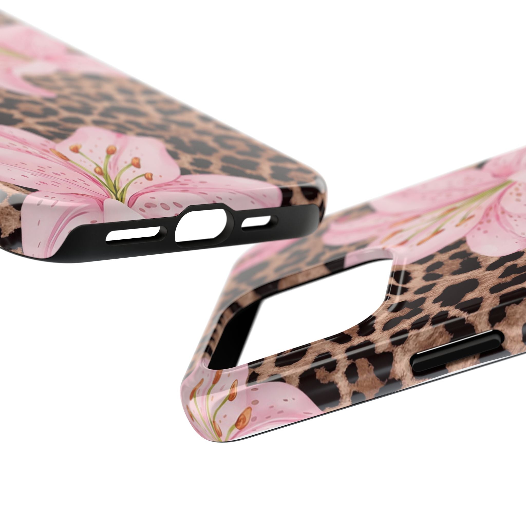 Blush Leopard Lily Magnetic Phone Case | MagSafe Compatible Shockproof Protective Cover