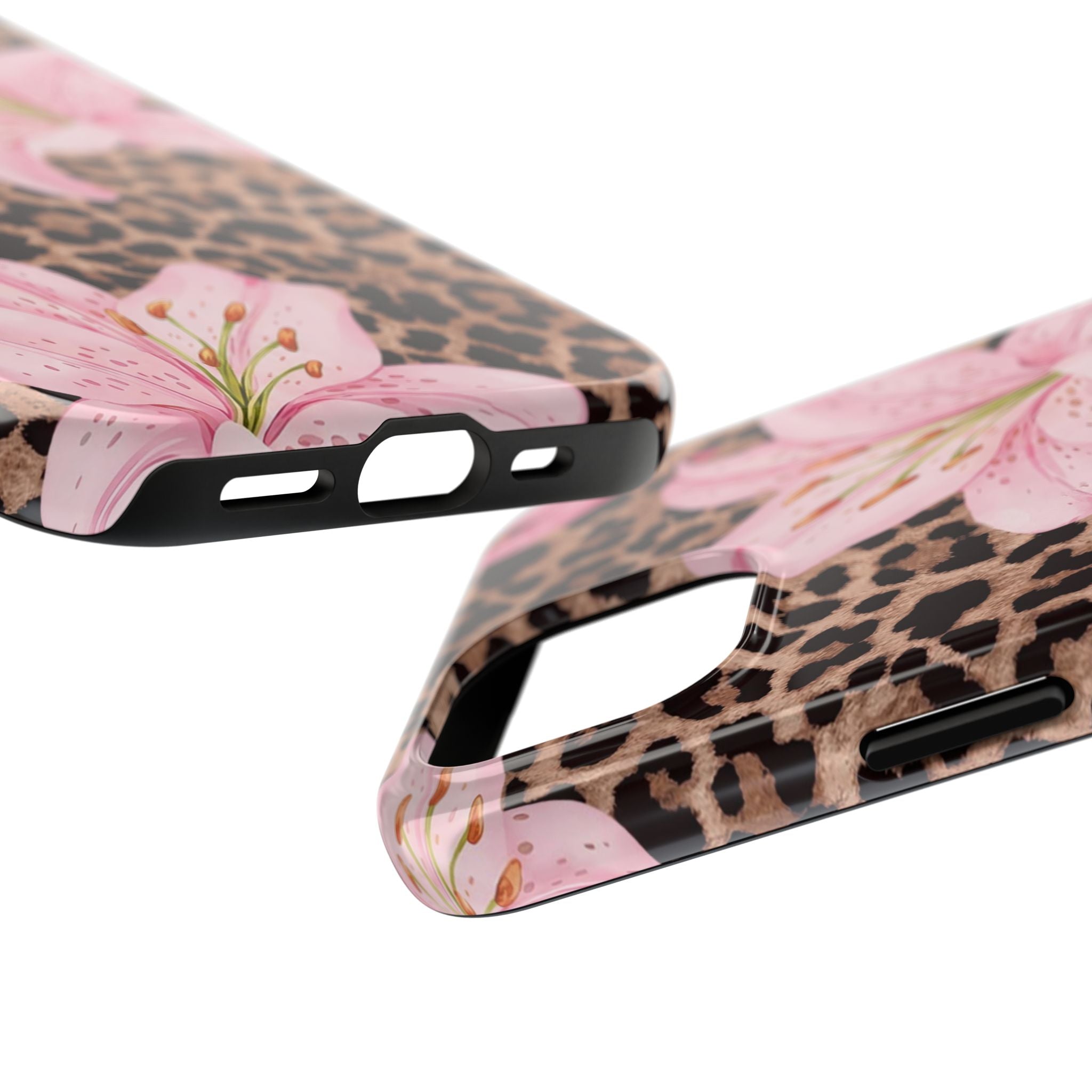 Blush Leopard Lily Magnetic Phone Case | MagSafe Compatible Shockproof Protective Cover