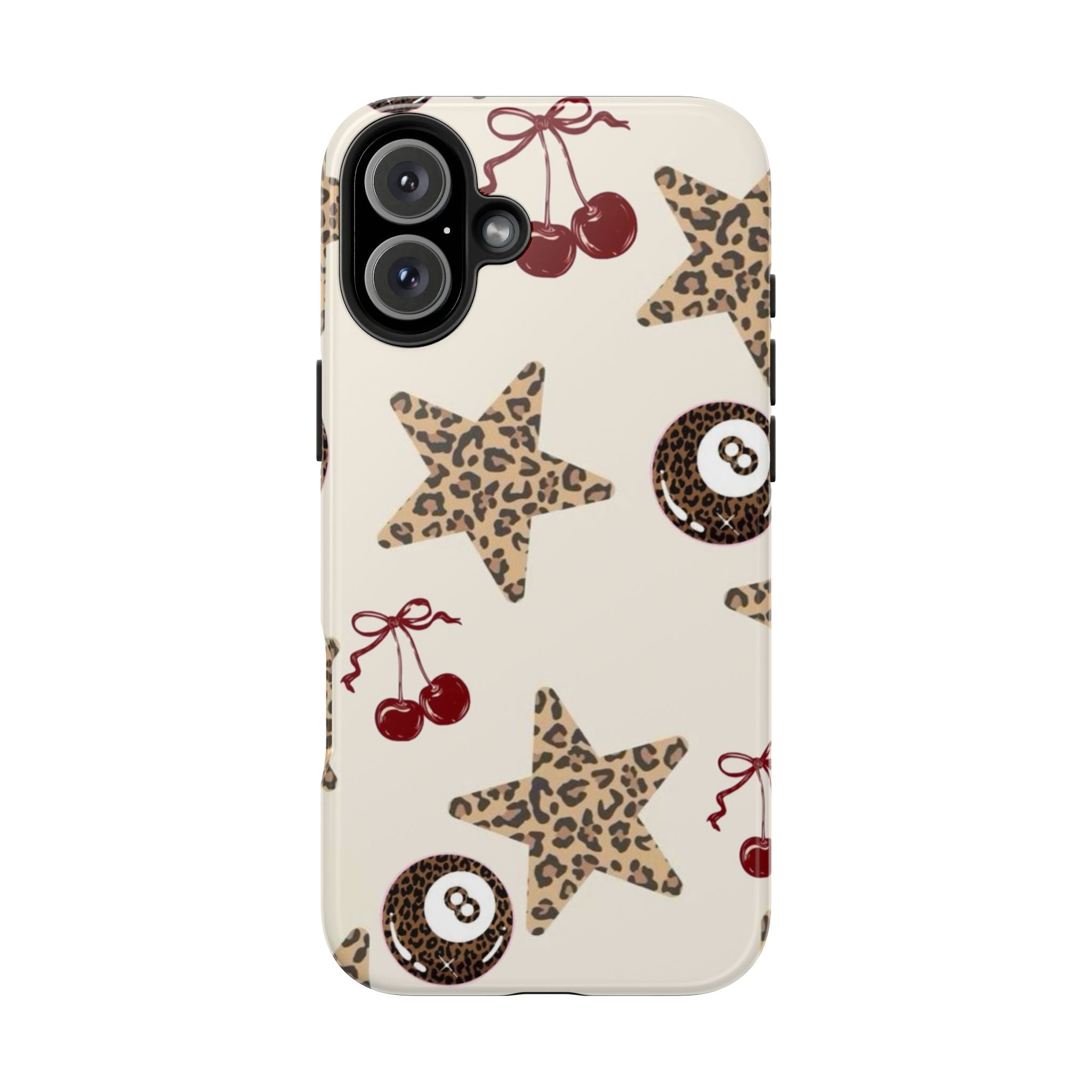Leopard Star & Cherry Tough Phone Case — Retro Pool 8-Ball Pattern
