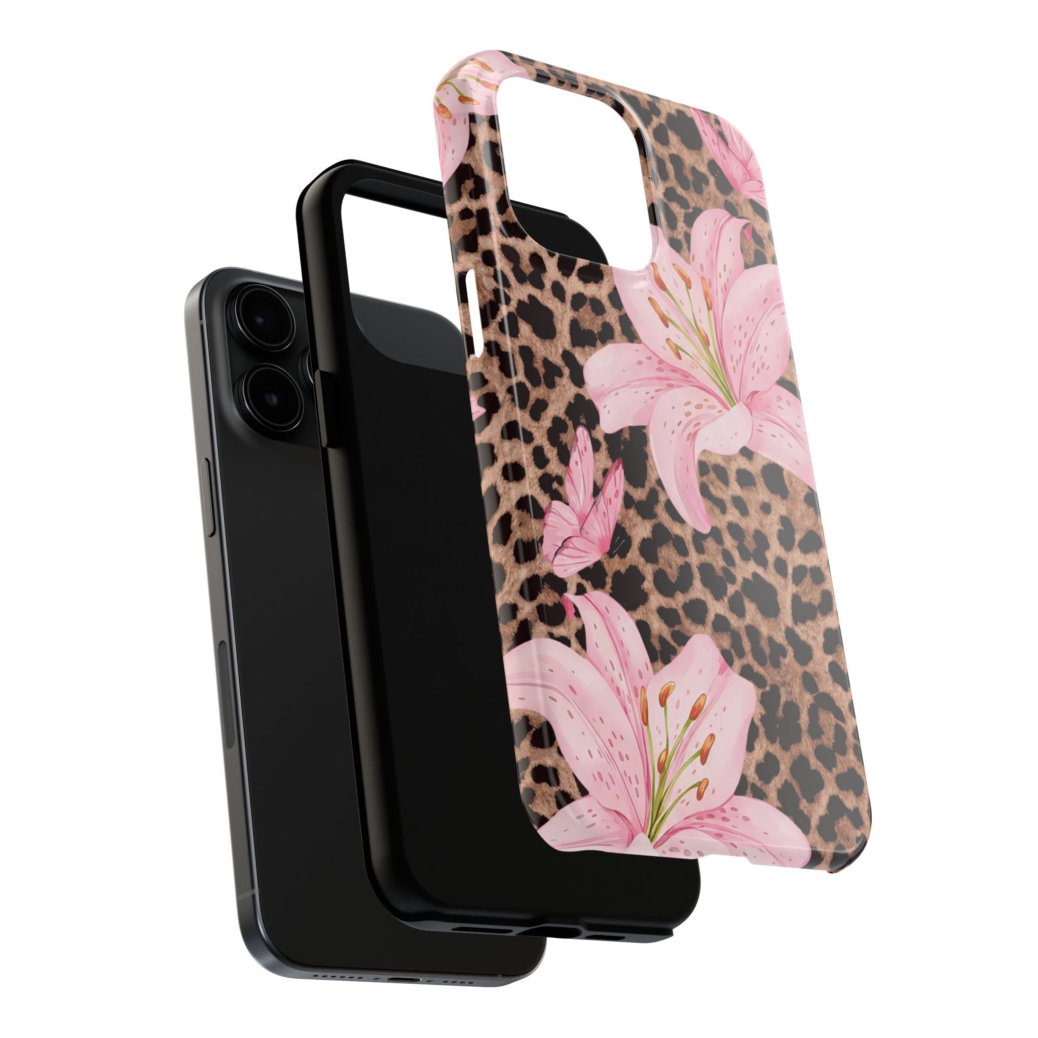 Blush Leopard Lily Magnetic Phone Case | MagSafe Compatible Shockproof Protective Cover