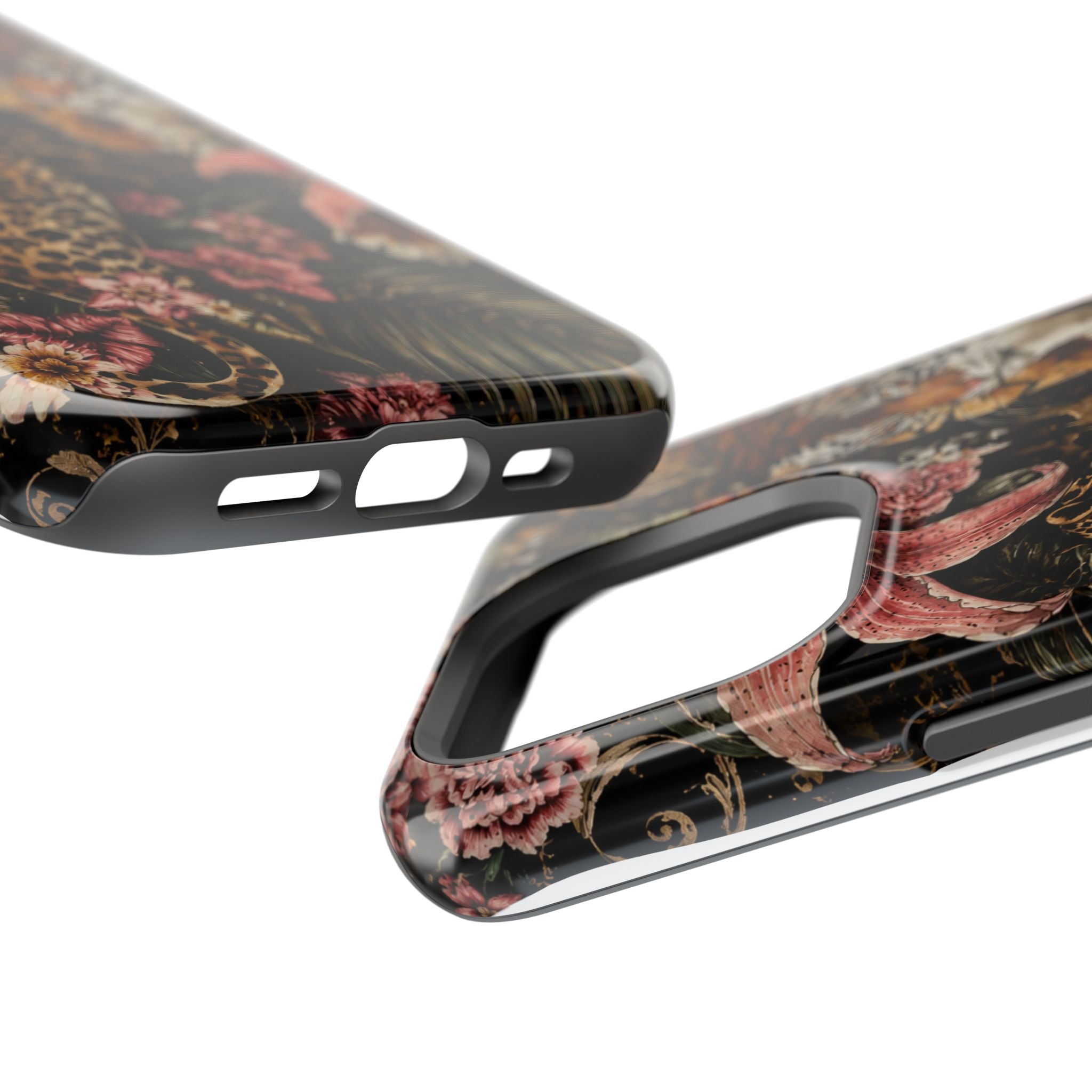 Magnetic Impact-Resistant Phone Case — Tropical Jungle Leopard & Tiger Floral Design