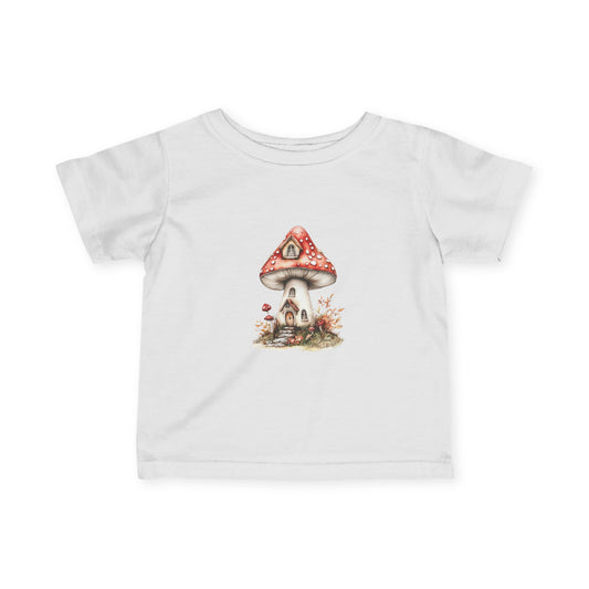 Watercolor Toadstool Mushroom Infant Tee | Whimsical Cottagecore Baby Shirt