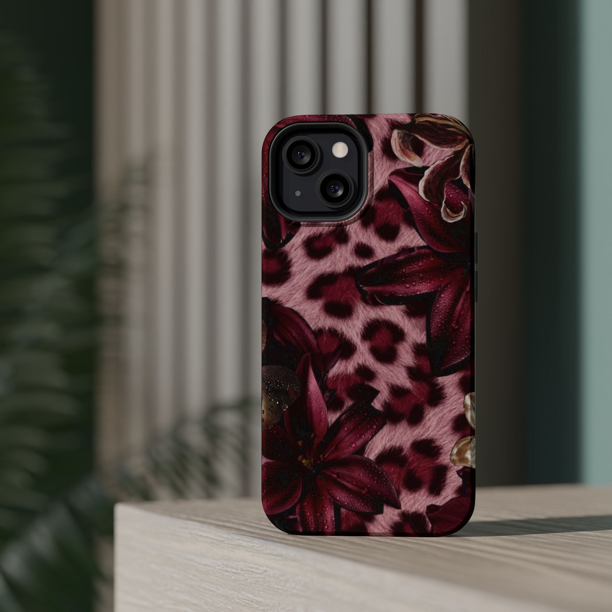 Midnight Bloom Leopard Magnetic Phone Case | MagSafe Compatible Shockproof Protective Cover