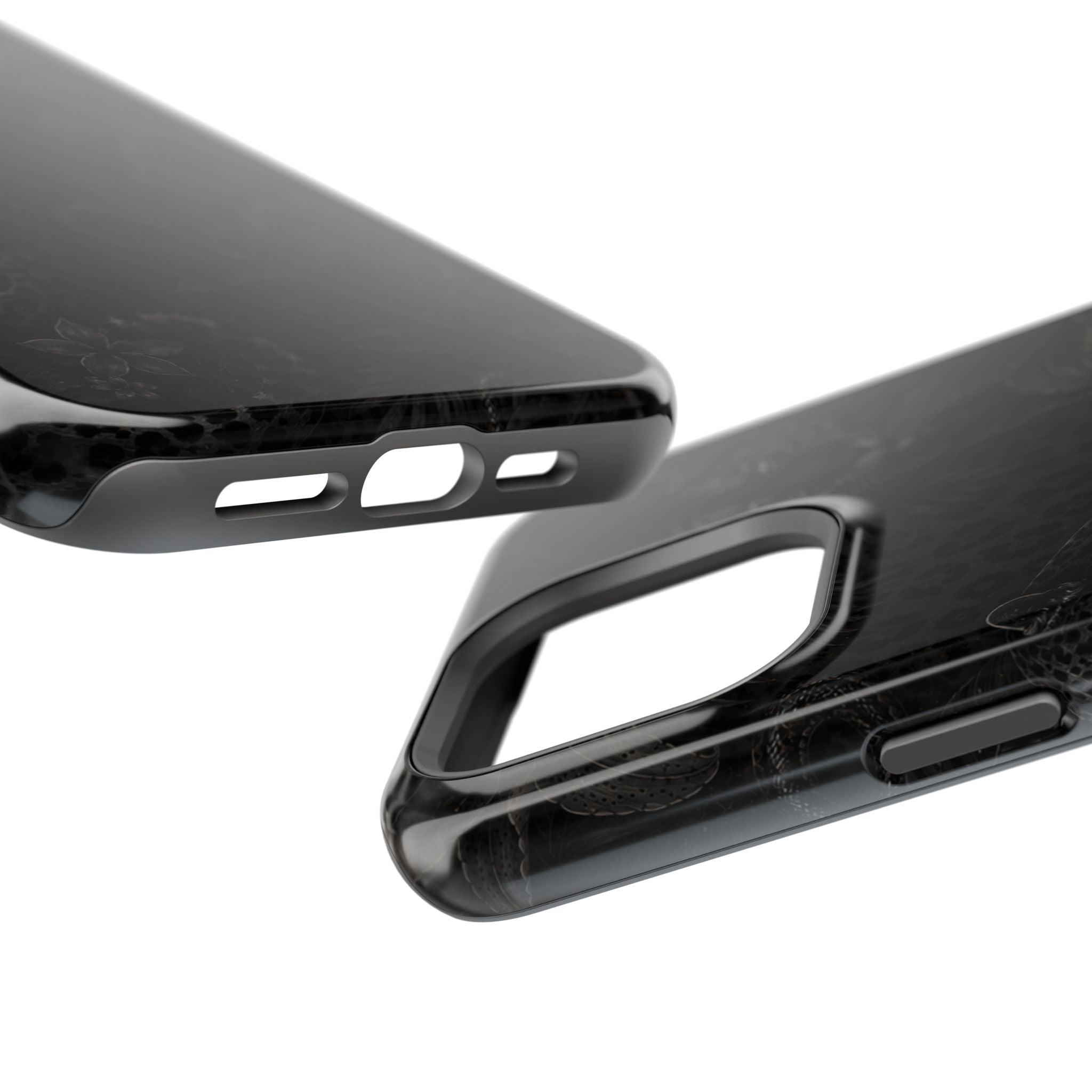 Black Floral Leopard Magnetic Impact-Resistant Phone Case | MagSafe Compatible Shockproof Cover