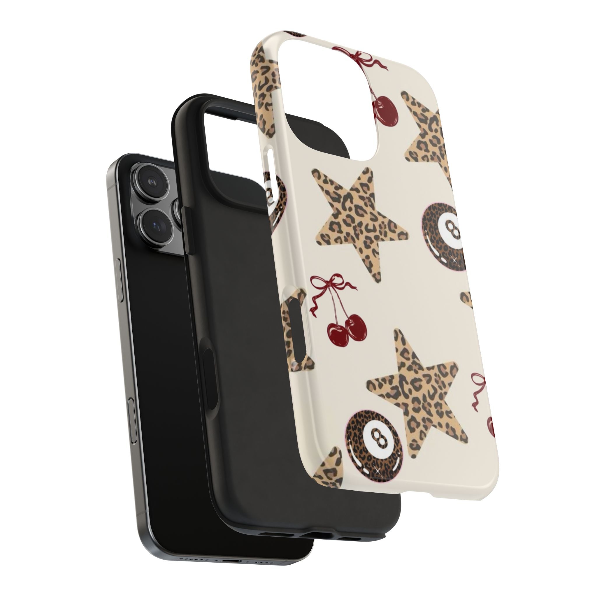 Leopard Star & Cherry Tough Phone Case — Retro Pool 8-Ball Pattern