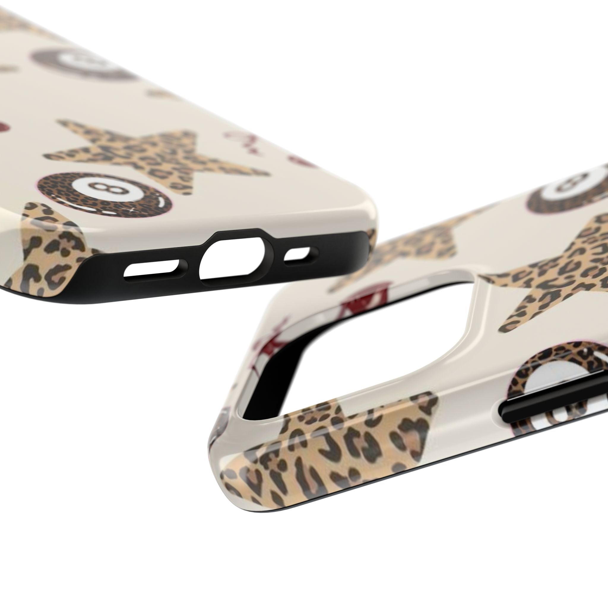 Leopard Star & Cherry Tough Phone Case — Retro Pool 8-Ball Pattern