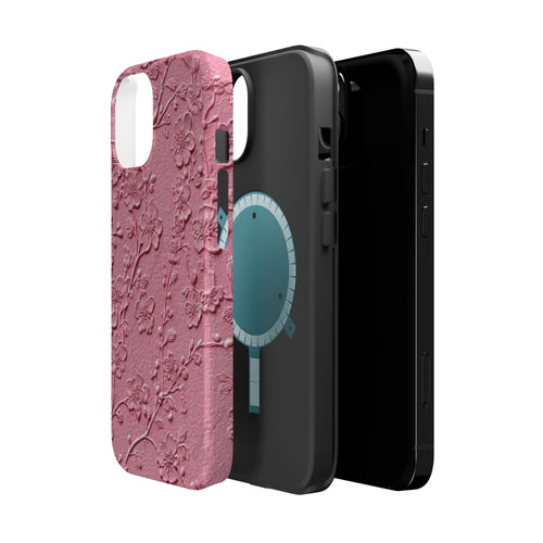Blush Embossed Floral Magnetic Phone Case | MagSafe Compatible Shockproof Protective Cover