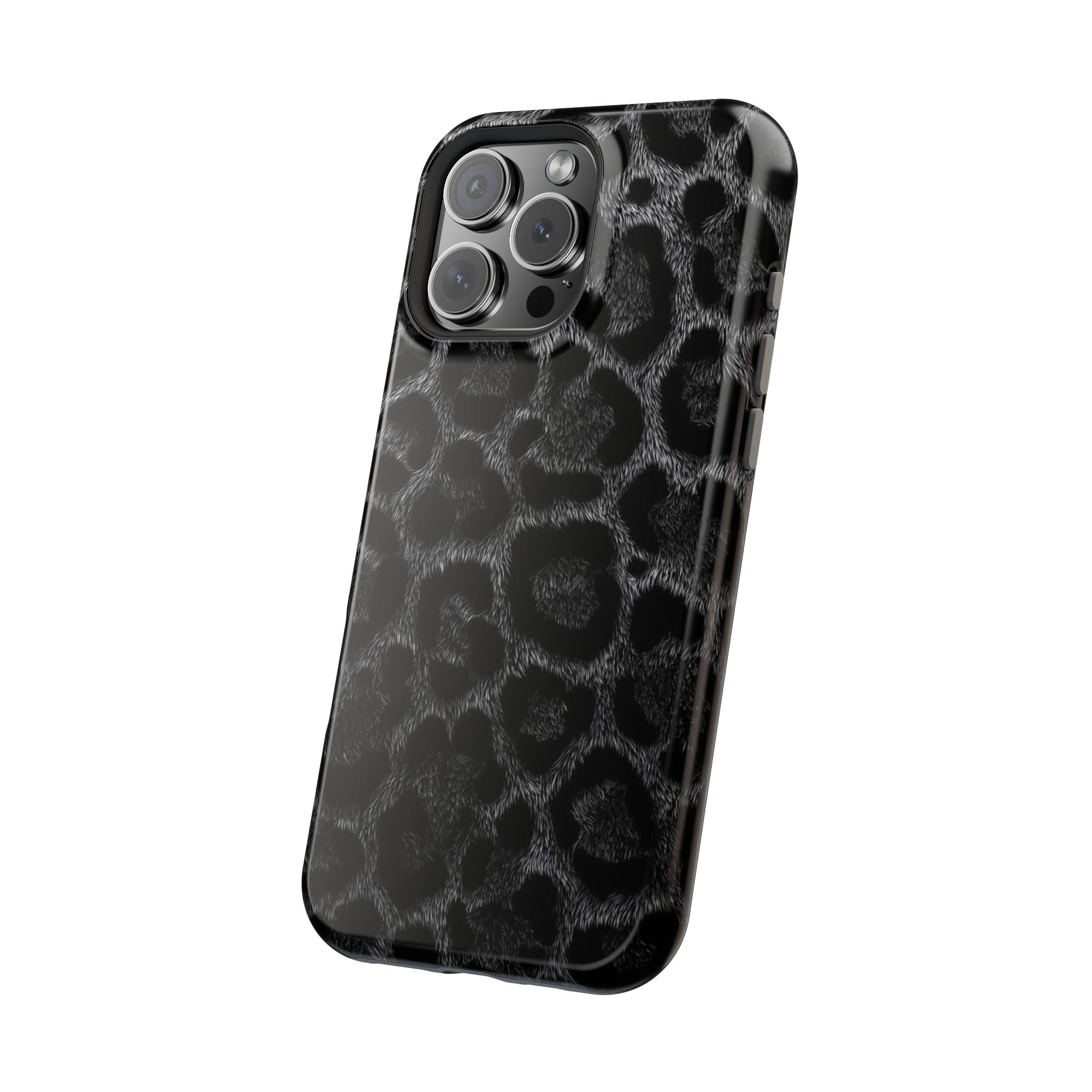 Black Leopard Print Magnetic Impact-Resistant Phone Case