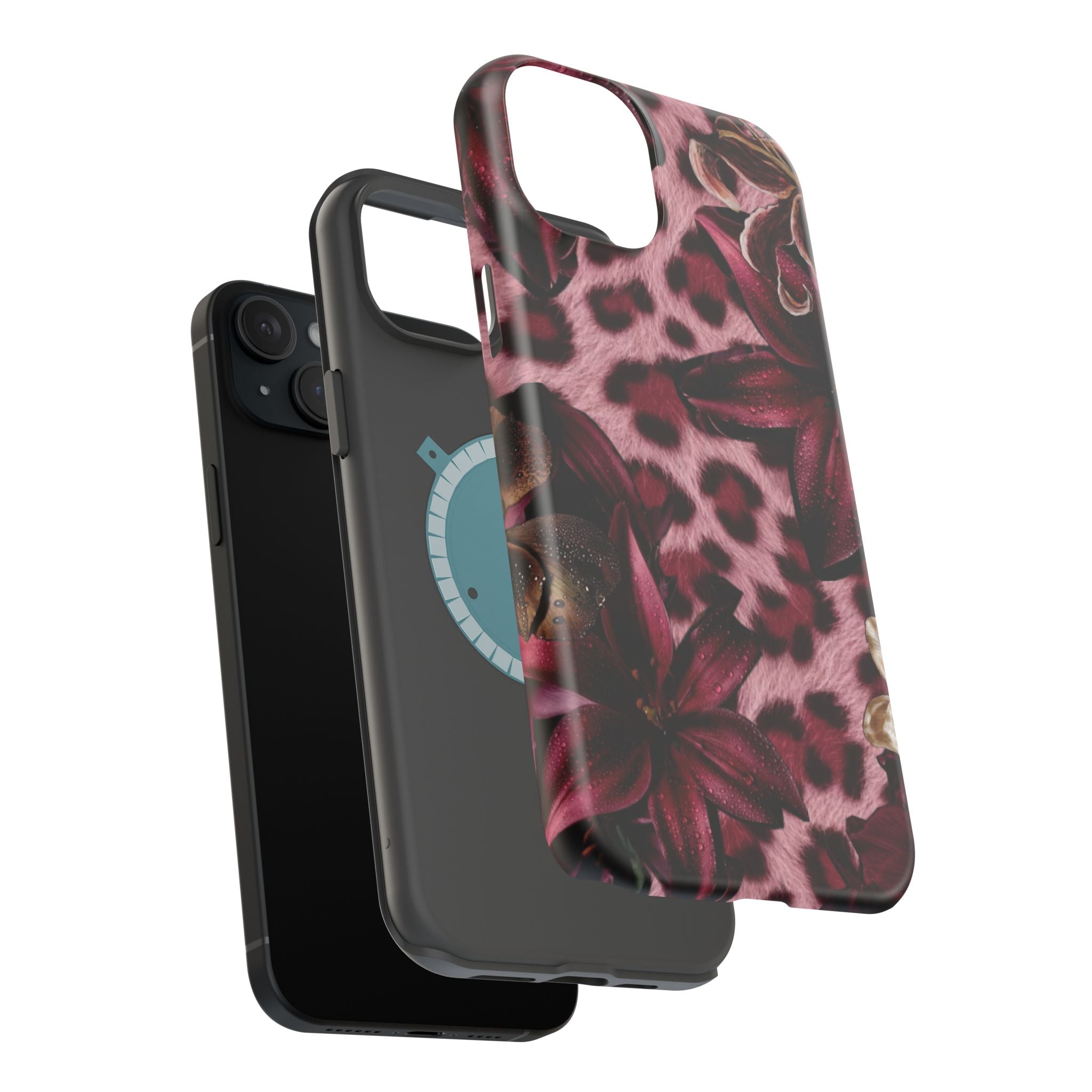 Midnight Bloom Leopard Magnetic Phone Case | MagSafe Compatible Shockproof Protective Cover